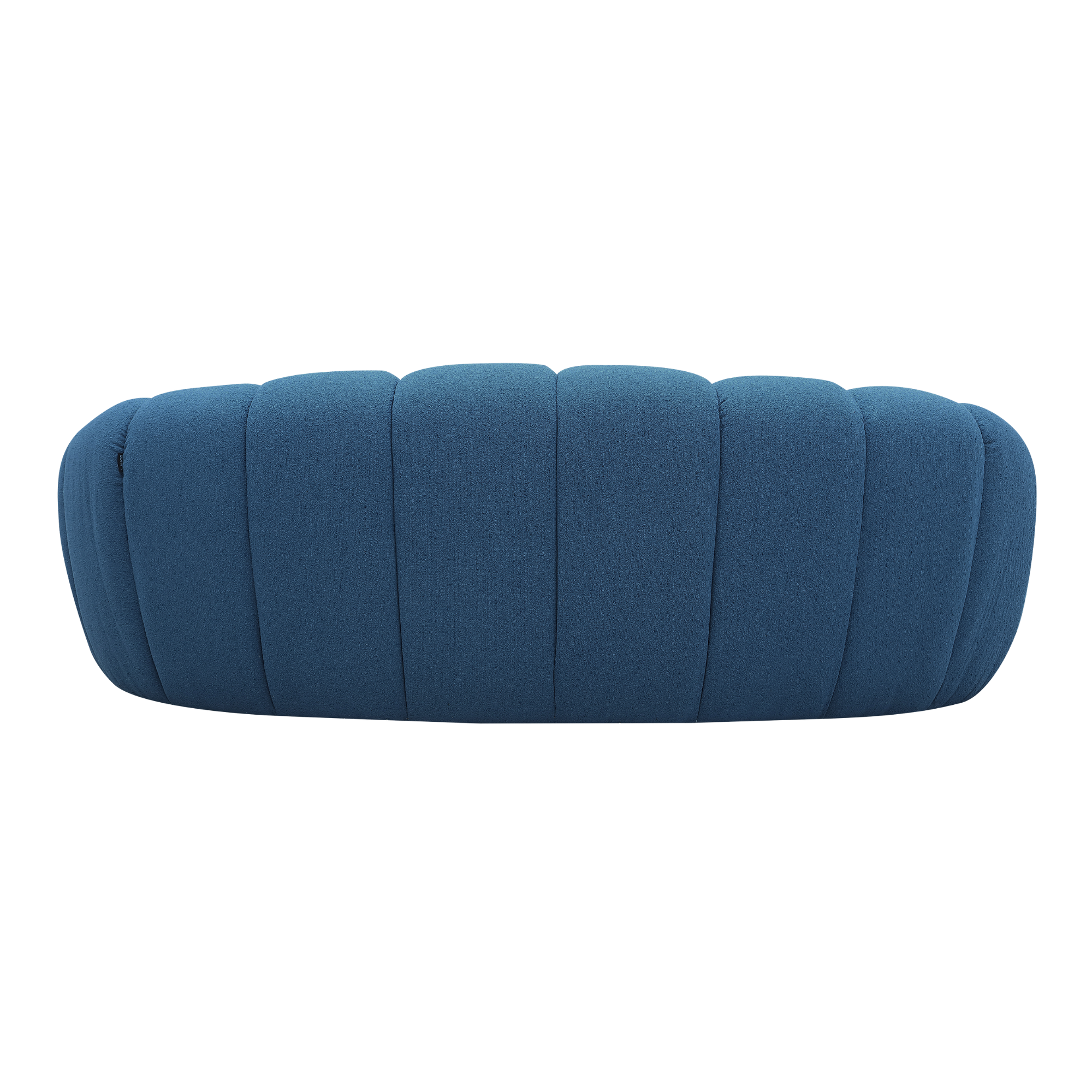 Object 2126C Curved Loveseat in Sapphire Blue Boucle