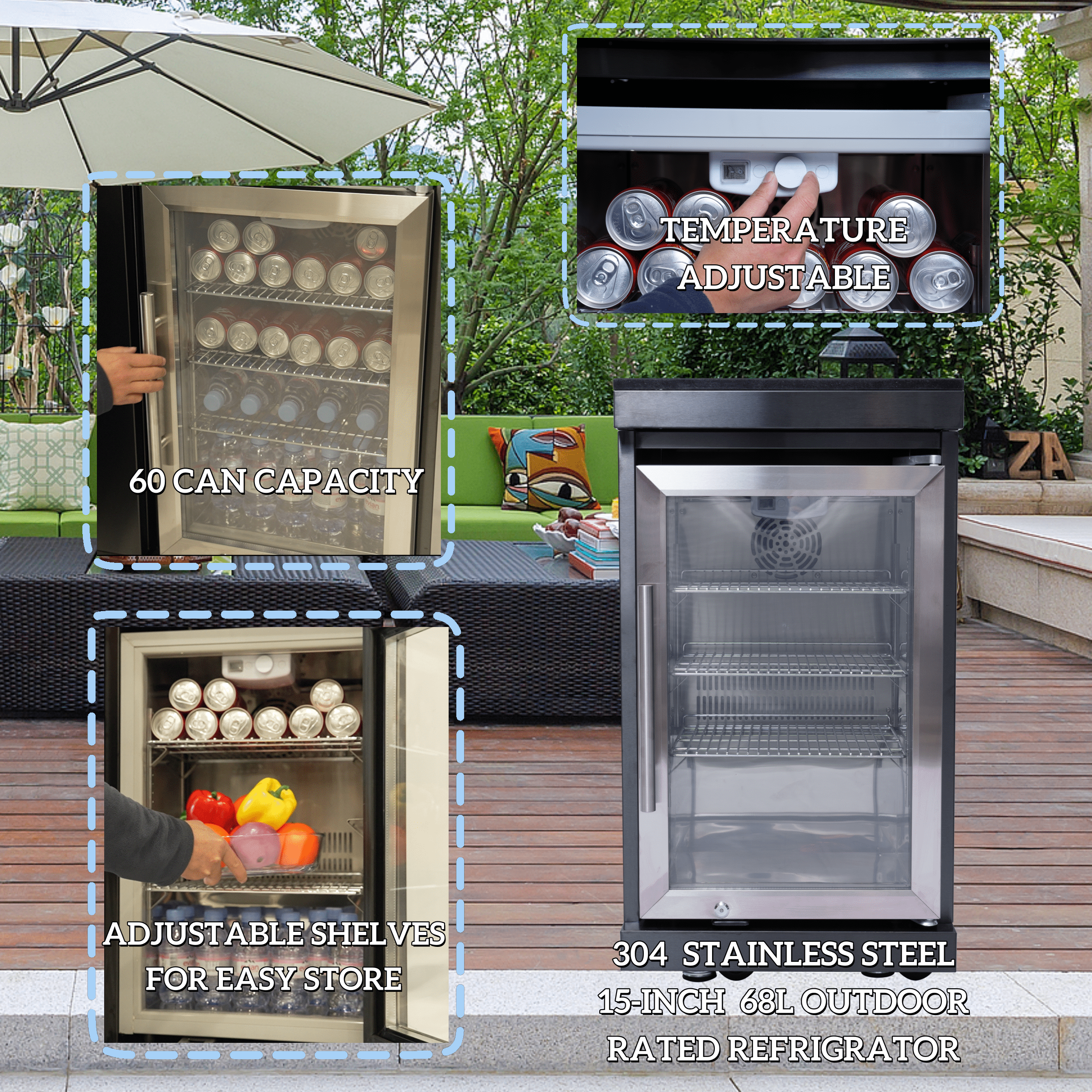 43-Inch 6-Burner 85000 BTU Deluxe Stainless Steel Gas Outdoor Kitchen Bar Barbecue Island Grill + Wine Cooler Compact Refrigerator + Rotisserie kit + Granite Countertops + Stainless steel Sink