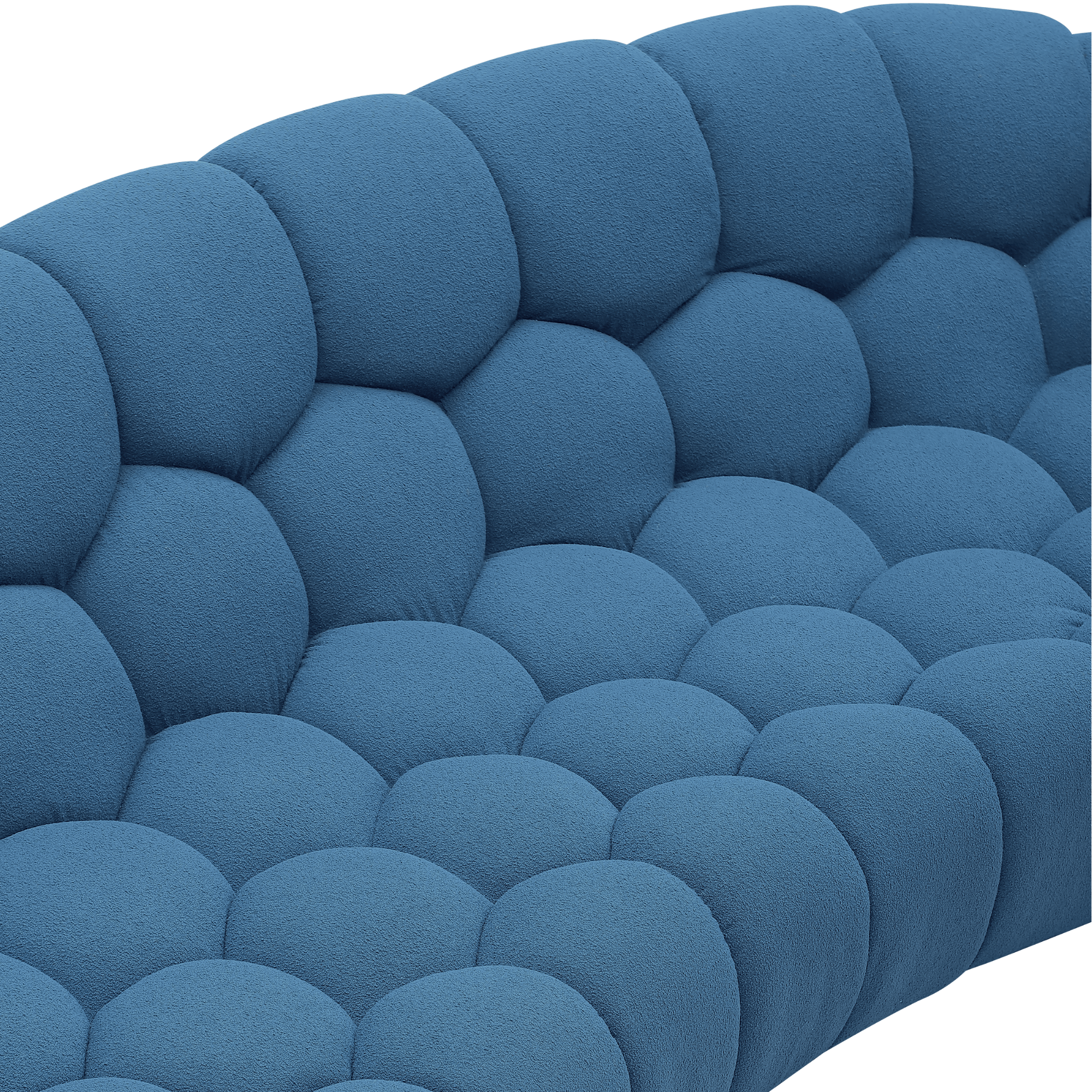 Object 2126C Curved Loveseat in Sapphire Blue Boucle