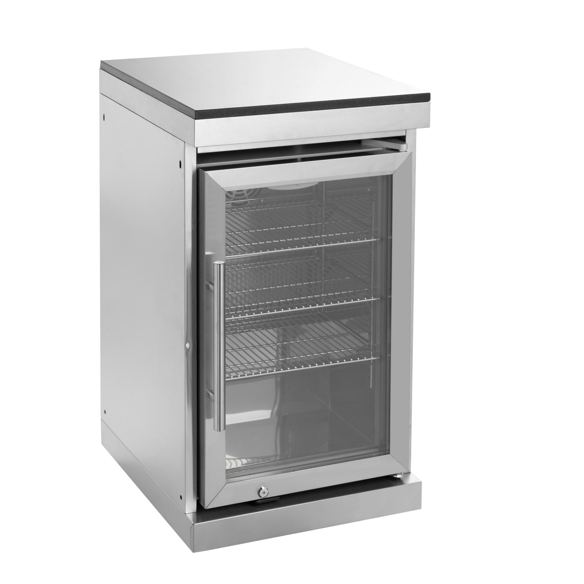 44-Inch 6-Burner 85000 BTU Deluxe Stainless Steel Gas Outdoor Kitchen Bar Barbecue Island Grill + Wine Cooler Compact Refrigerator + Rotisserie + Granite Countertops + Storage Cabinets & Drawers