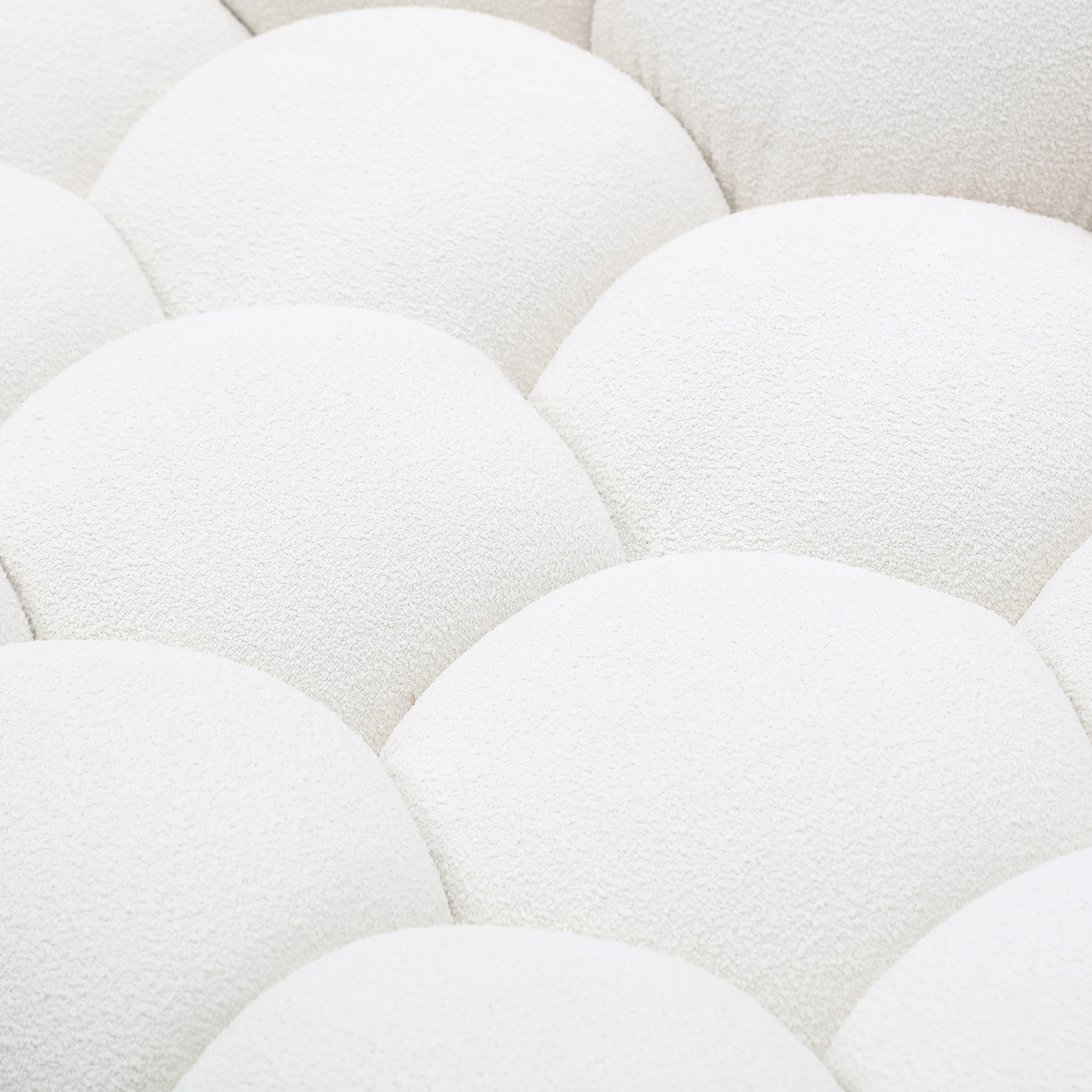 Object 2126C Curved Sofa in Ivory White Boucle