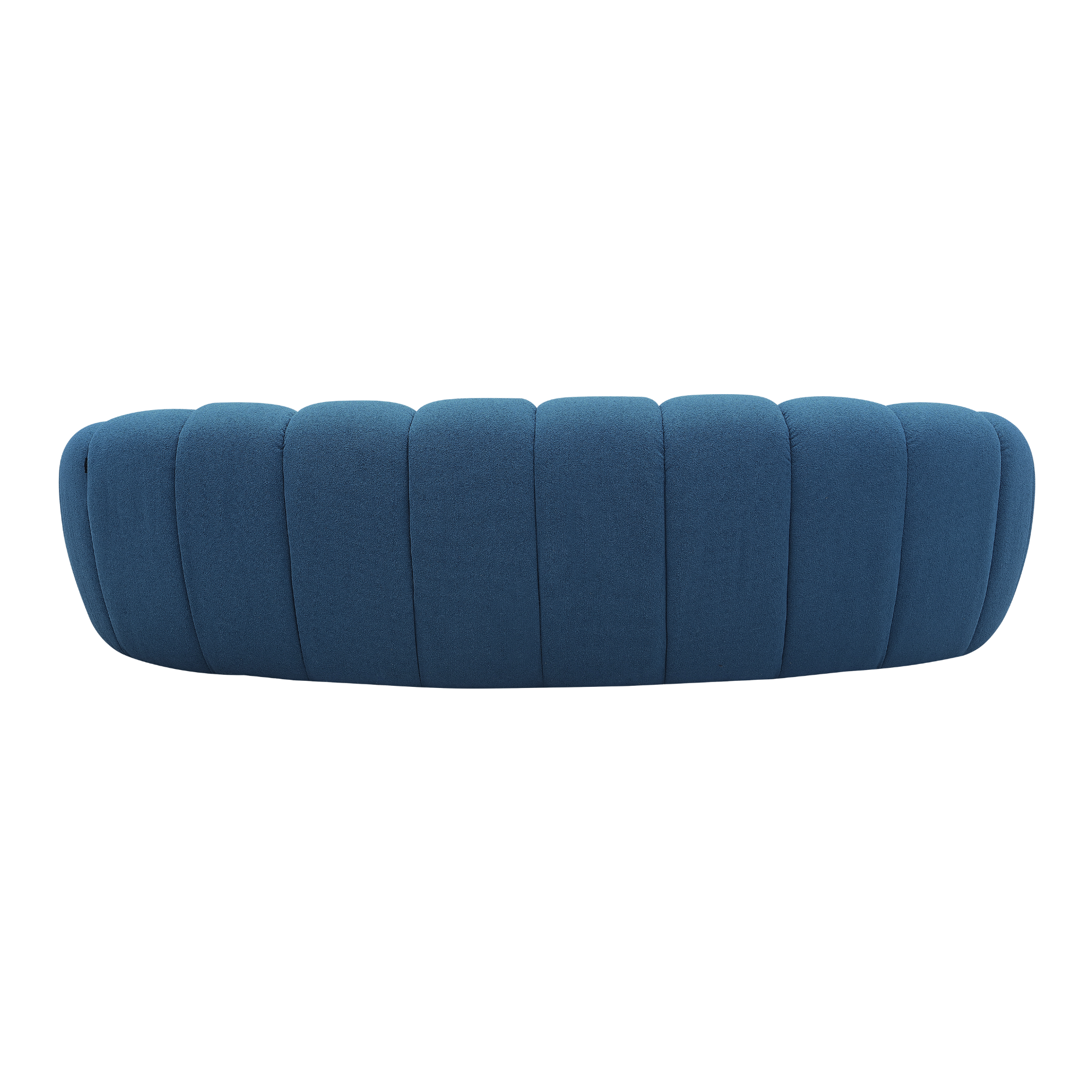 Object 2126C Curved Sofa in Sapphire Blue Boucle