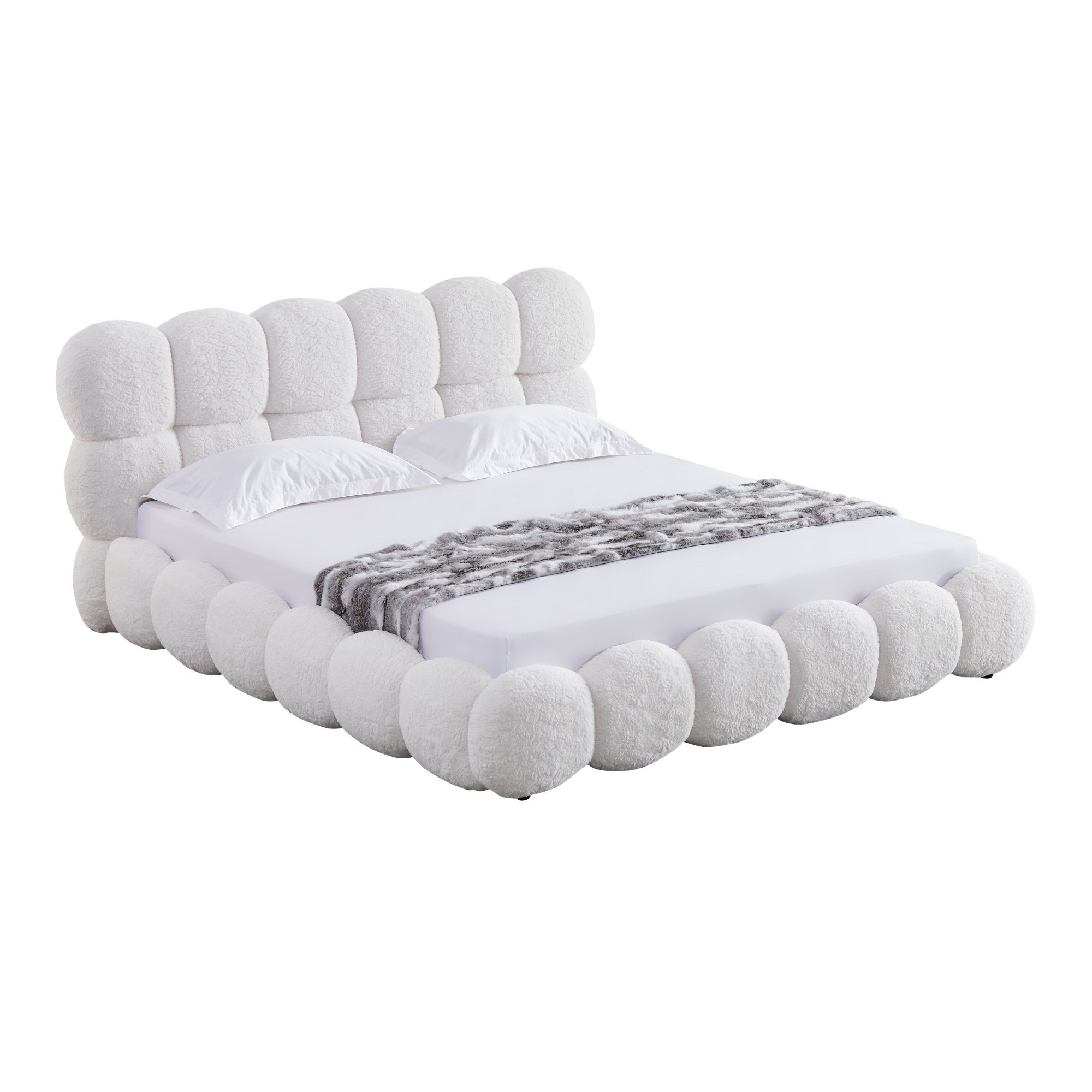 Object A195 Cloud Bed Frame in Ivory White Boucle