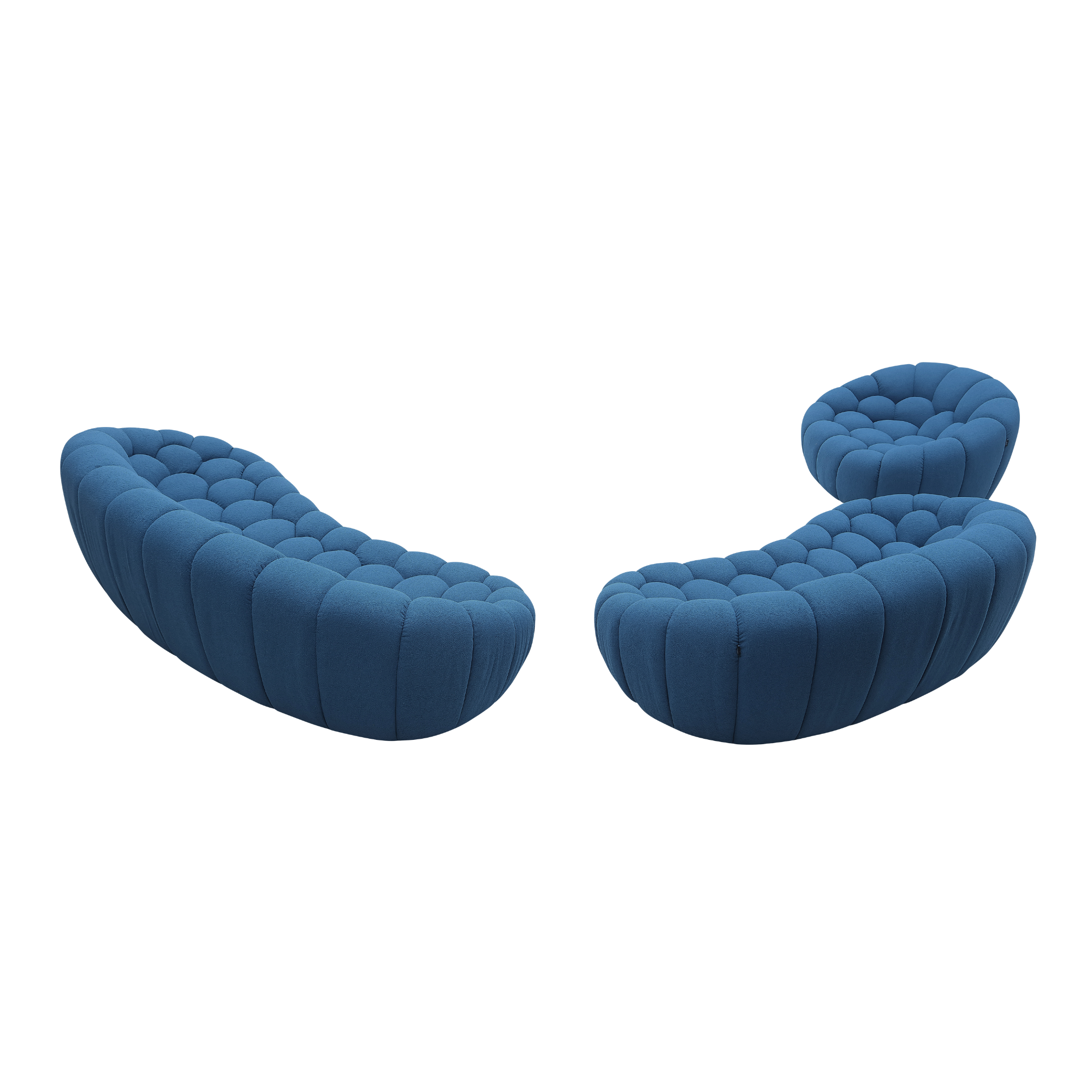 Object 2126C 3 Piece Living Room Set in Sapphire Blue Boucle