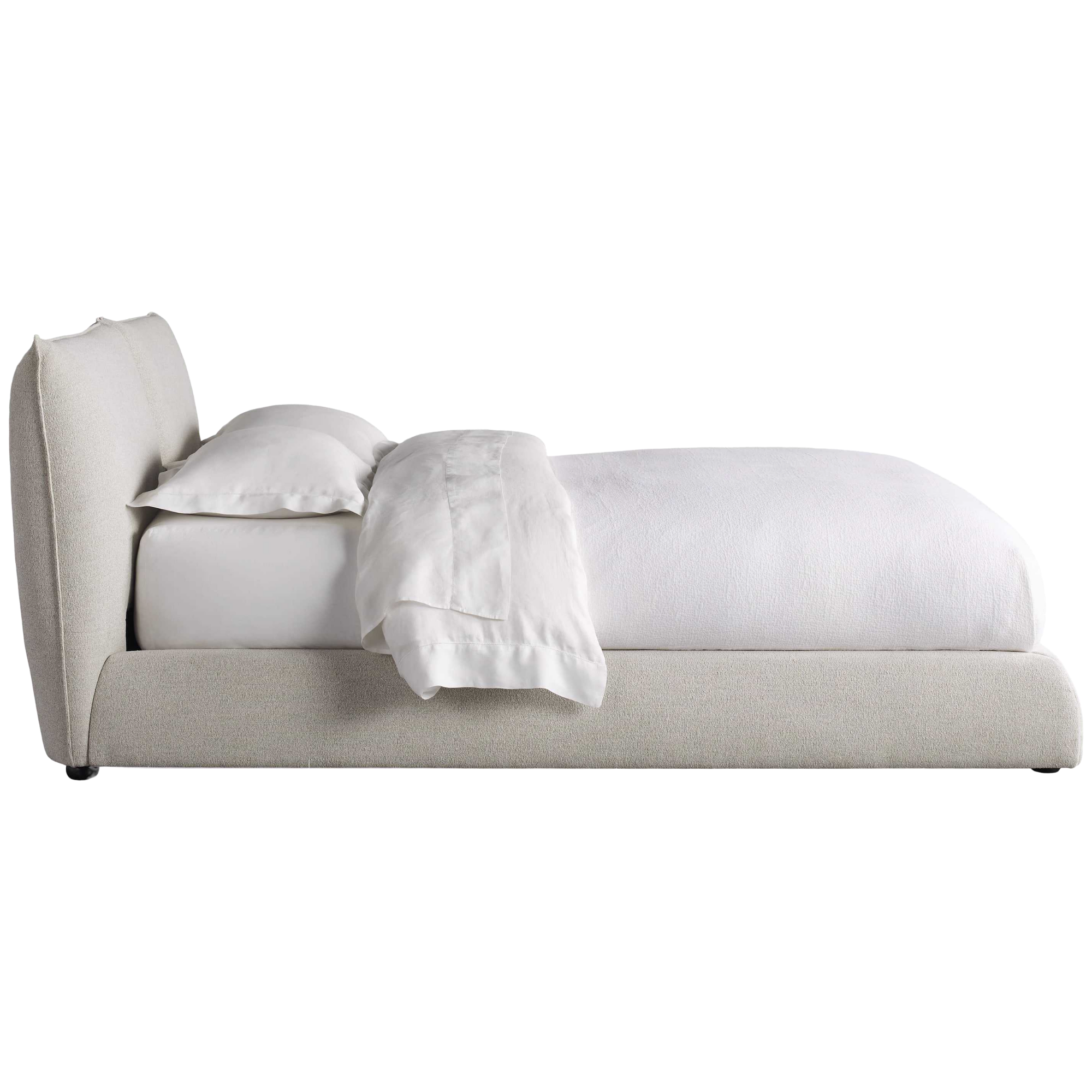 Object A161 Upholstered Bed Frame in Ivory White Boucle