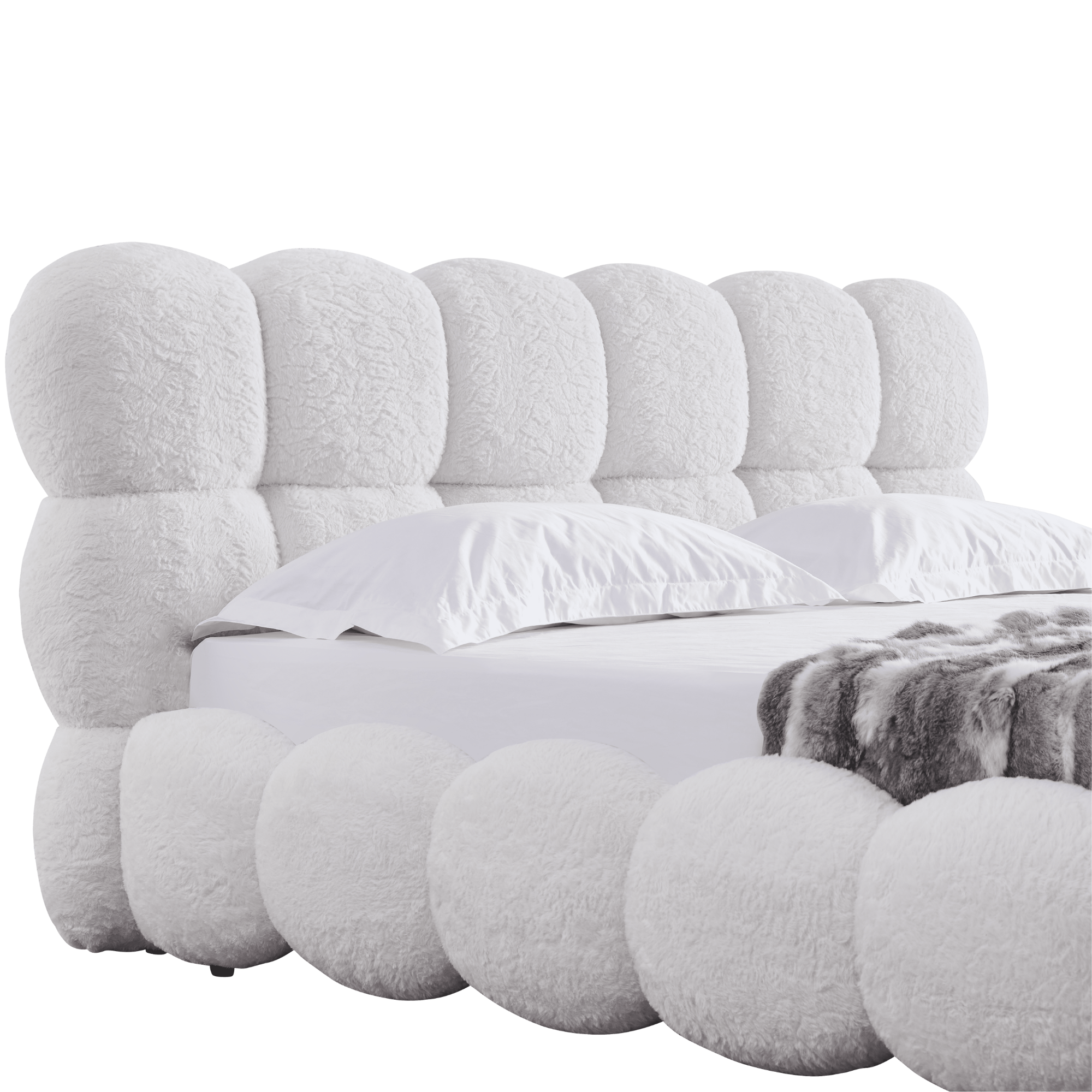 Object A195 Cloud Bed Frame in Ivory White Boucle