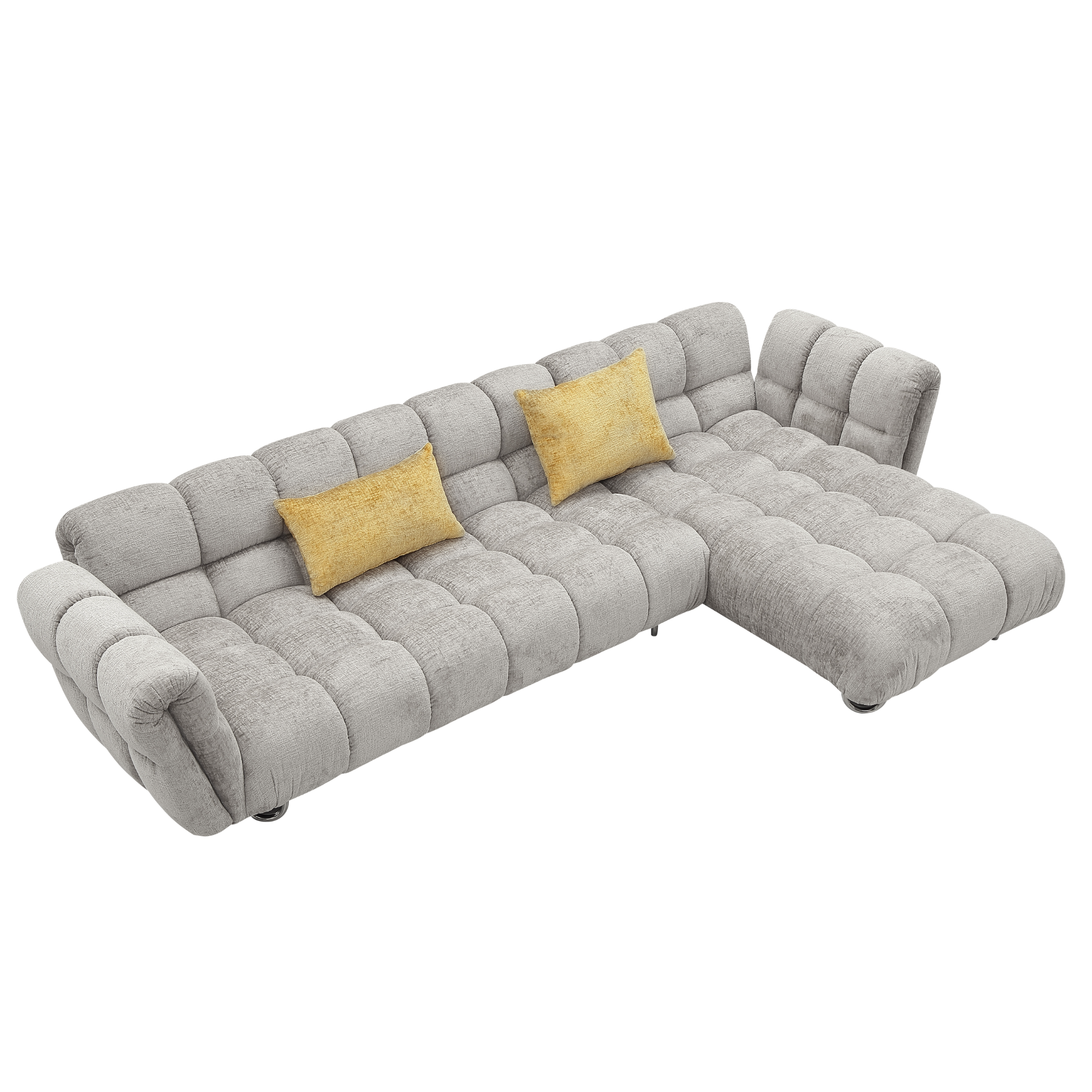 Object 23106 L-Shaped Right-Hand Facing Sofa in Gray Boucle