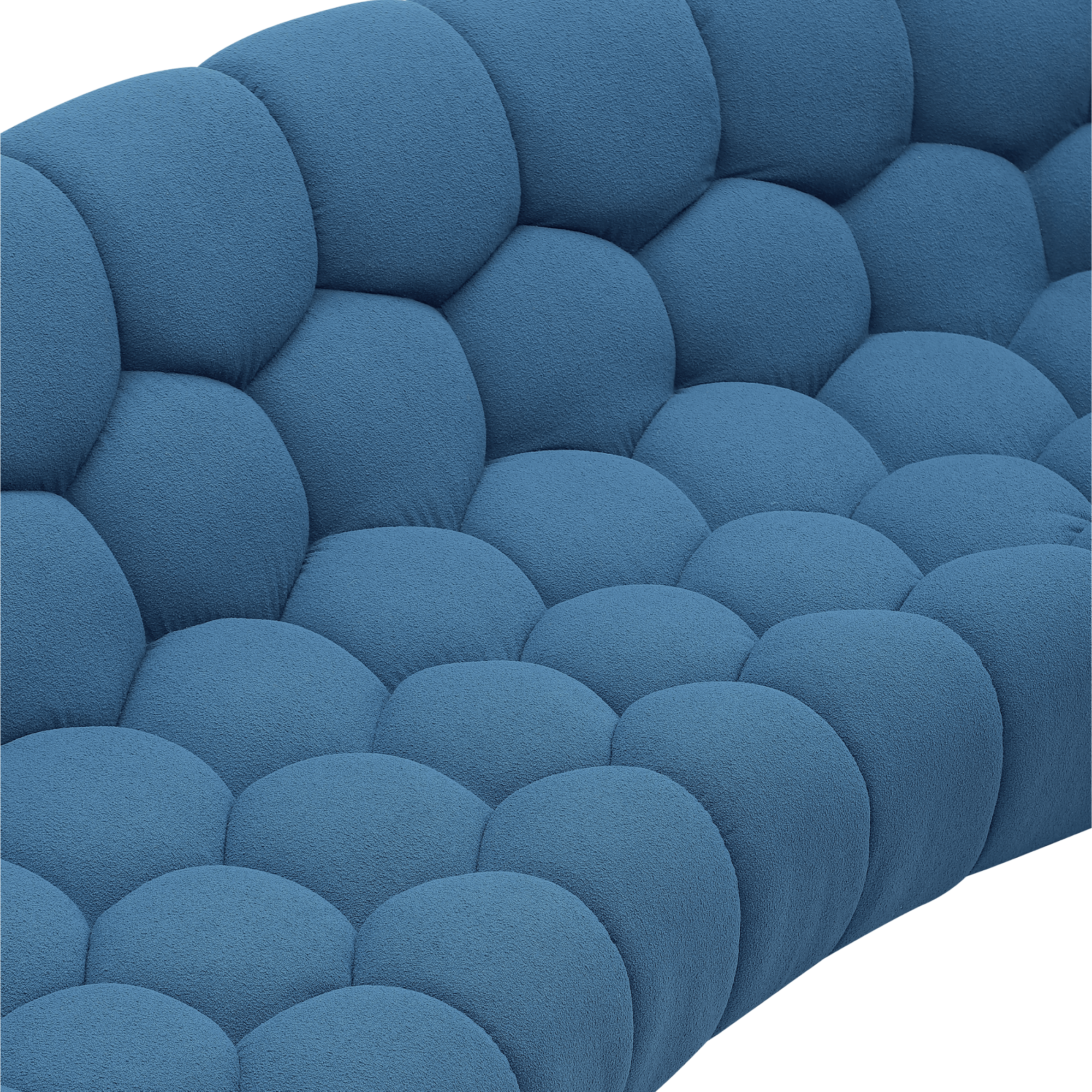 Object 2126C Curved Sofa in Sapphire Blue Boucle