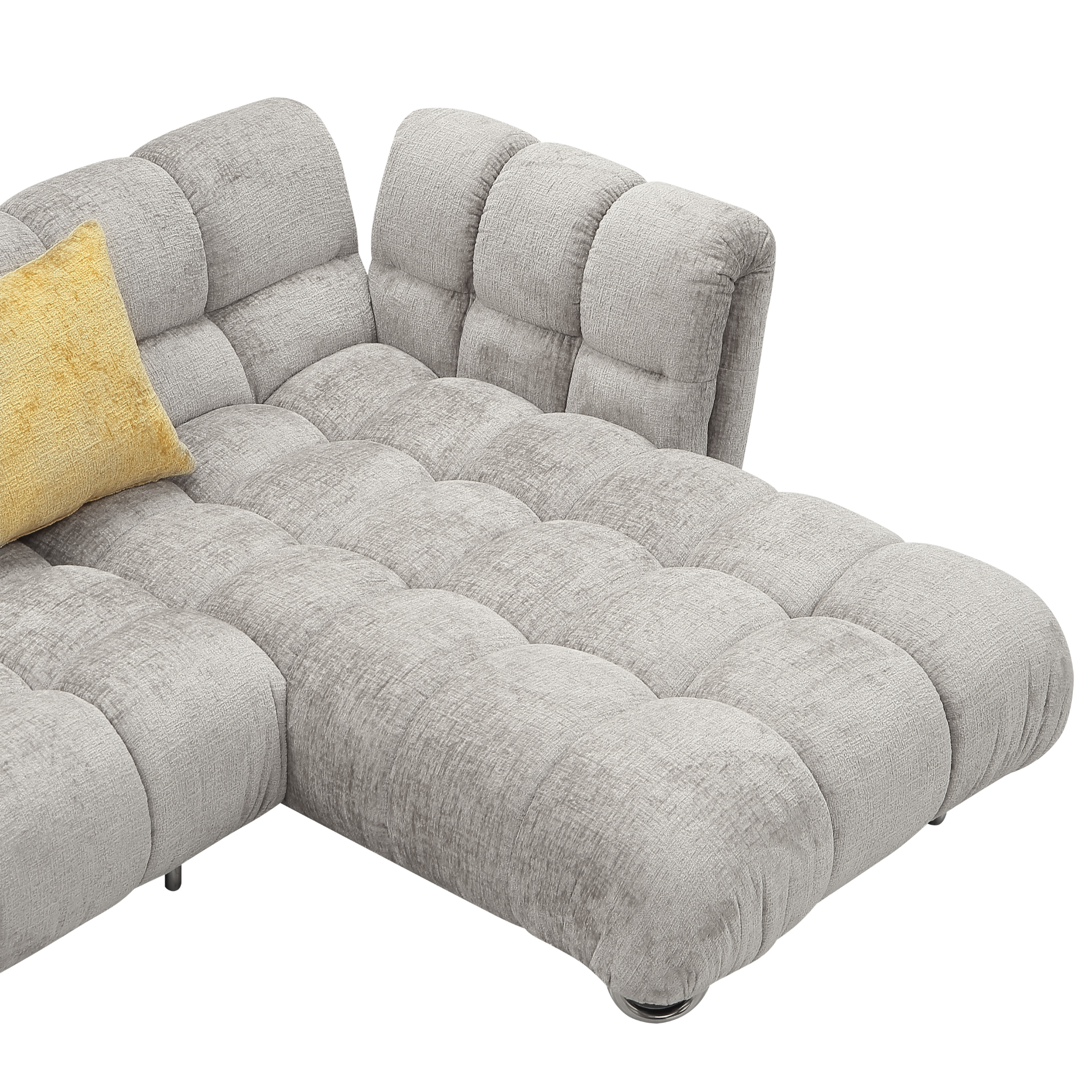 Object 23106 L-Shaped Right-Hand Facing Sofa in Gray Boucle
