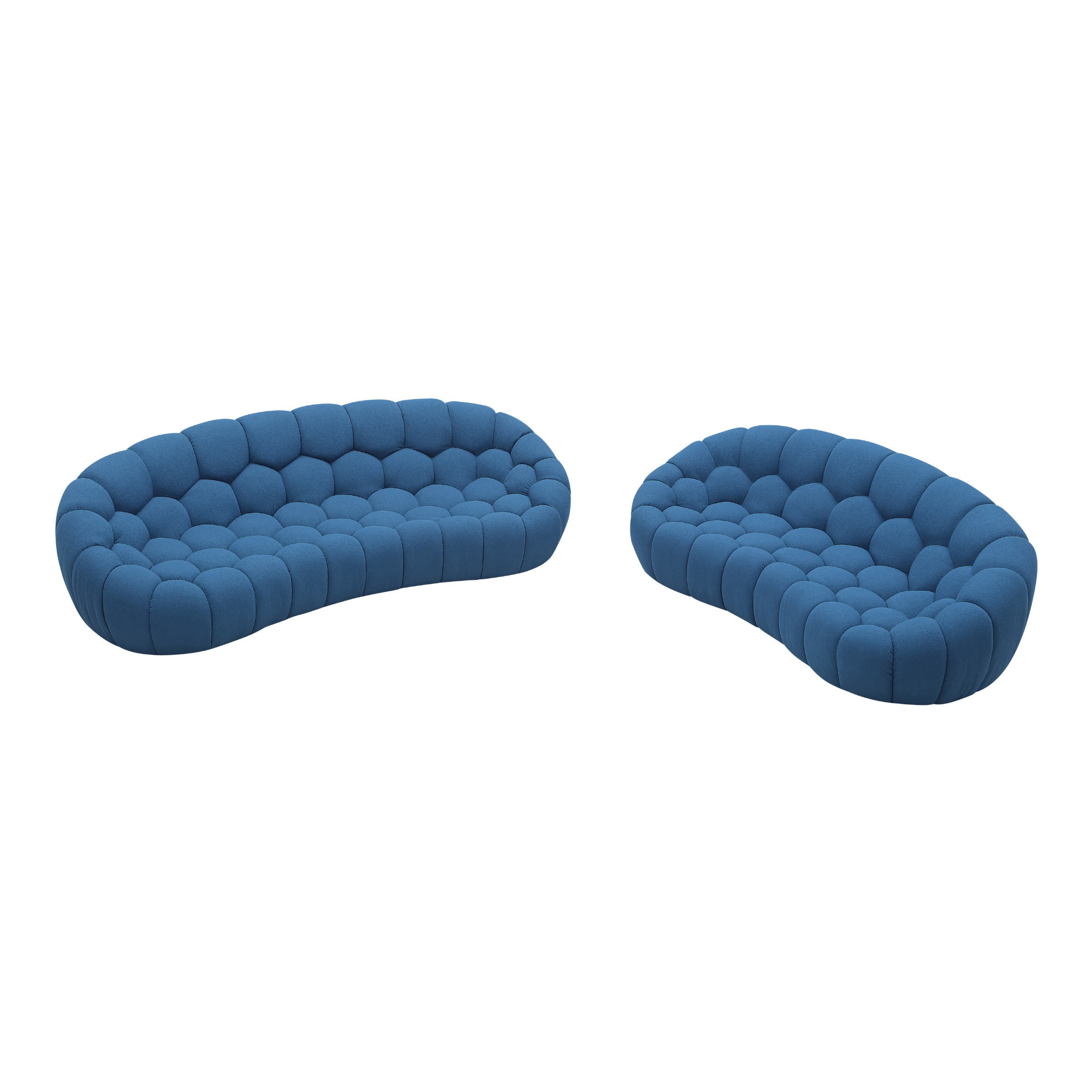 Object 2126C 2 Piece Living Room Set in Sapphire Blue Boucle