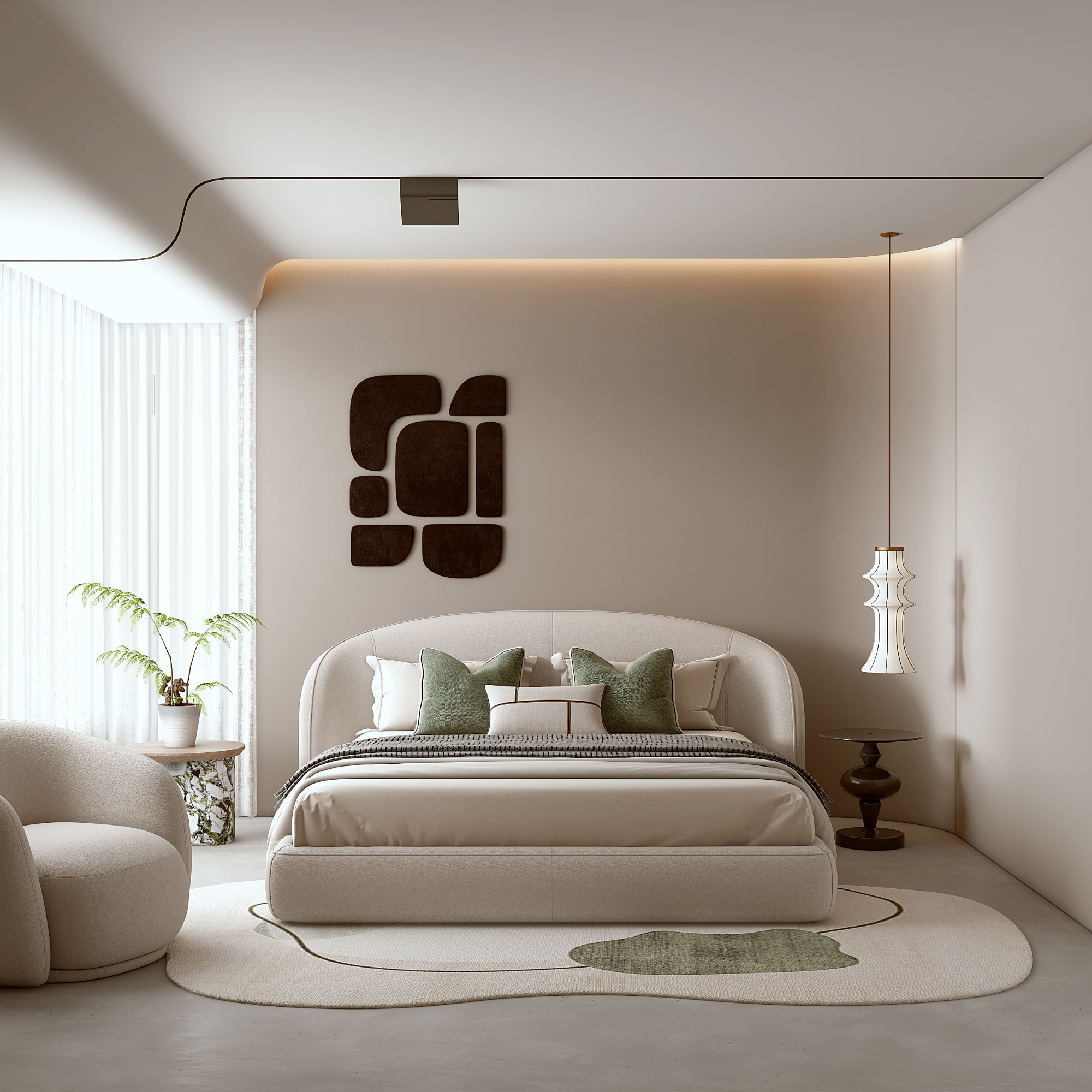 Object A149 Upholstered Bed Frame in Ivory White Boucle