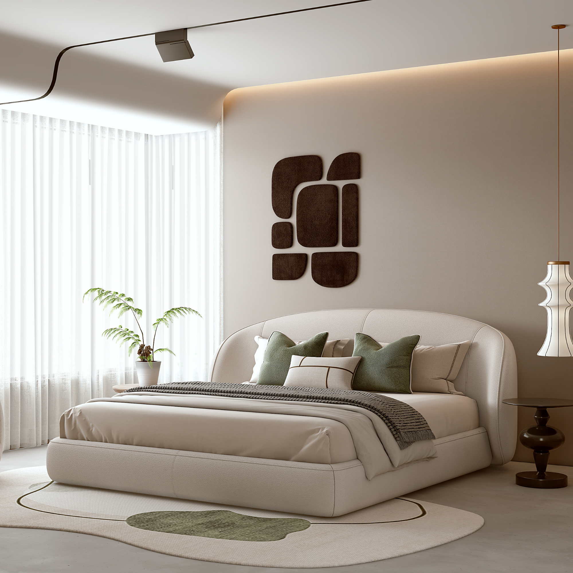 Object A149 Upholstered Bed Frame in Ivory White Boucle