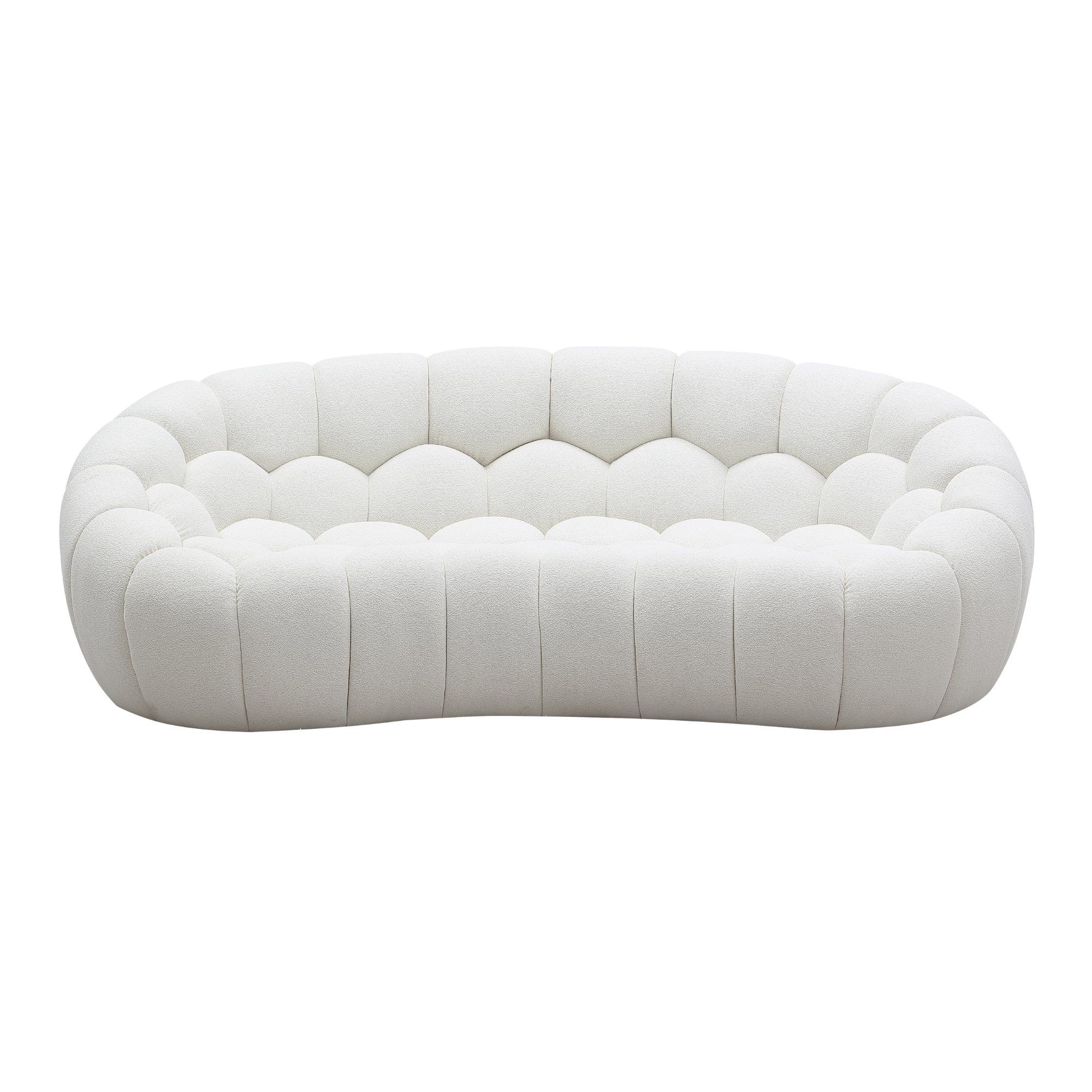 Object 2126C Curved Loveseat in Ivory White Boucle
