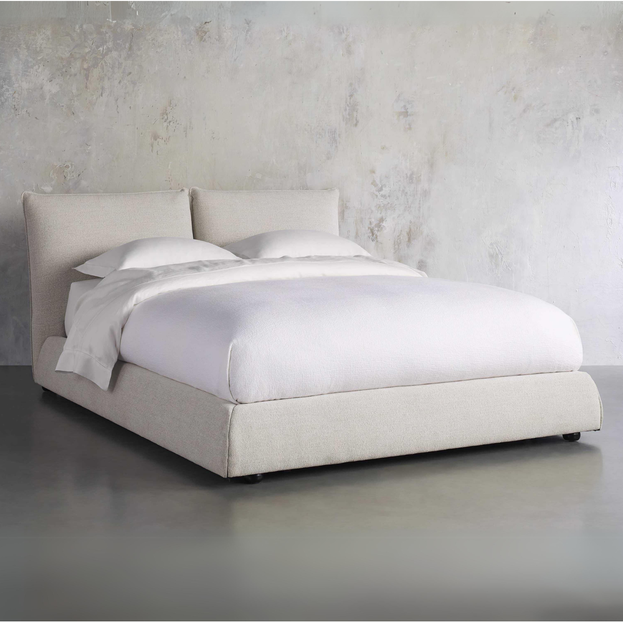 Object A161 Upholstered Bed Frame in Ivory White Boucle