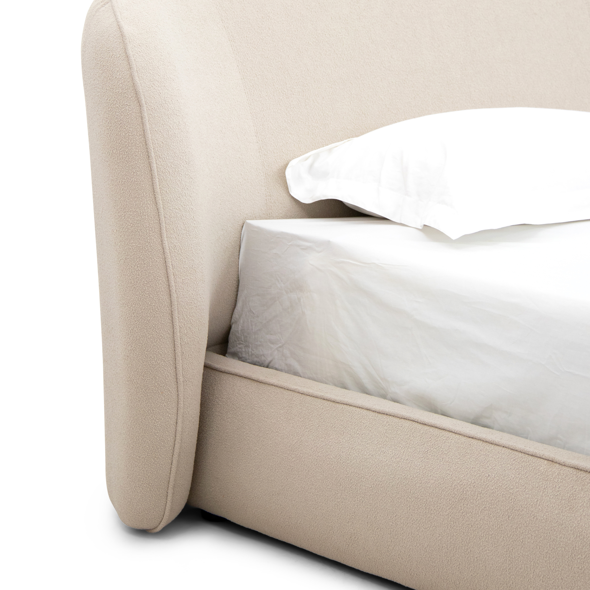 Object A149 Upholstered Bed Frame in Ivory White Boucle