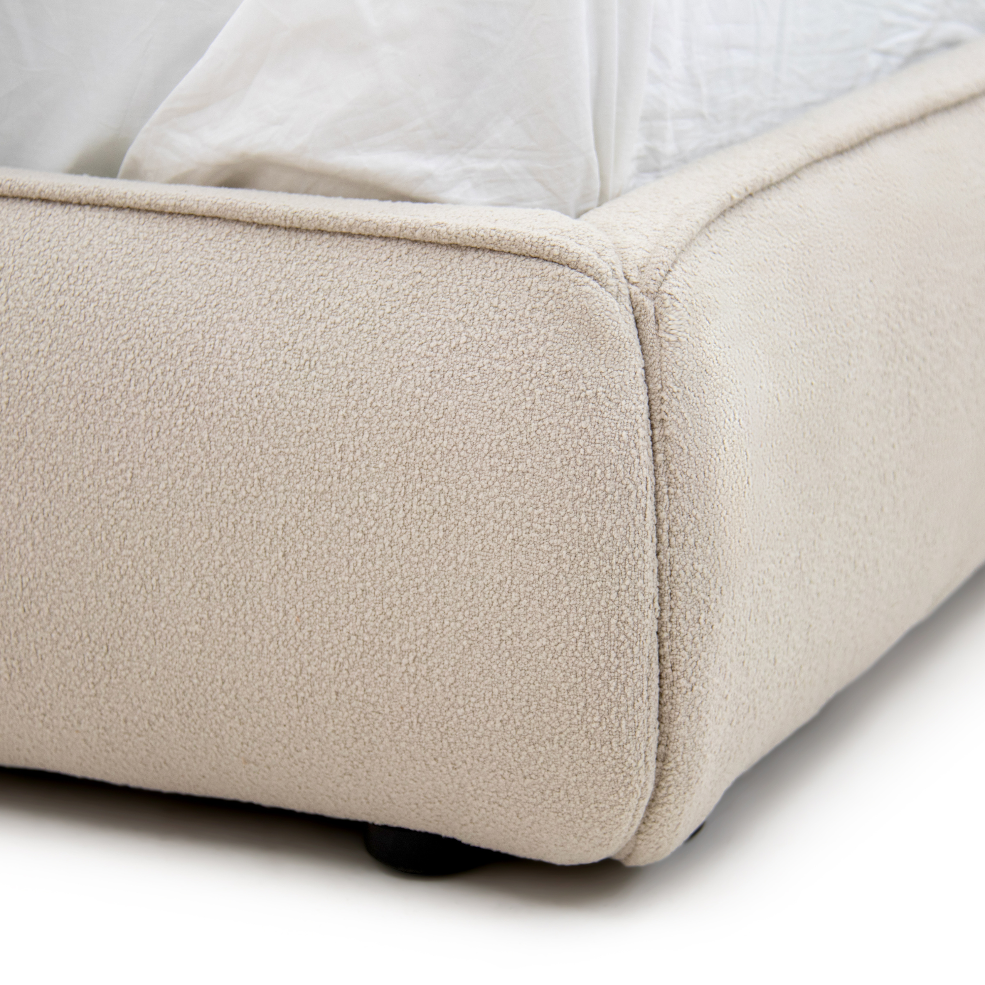 Object A149 Upholstered Bed Frame in Ivory White Boucle
