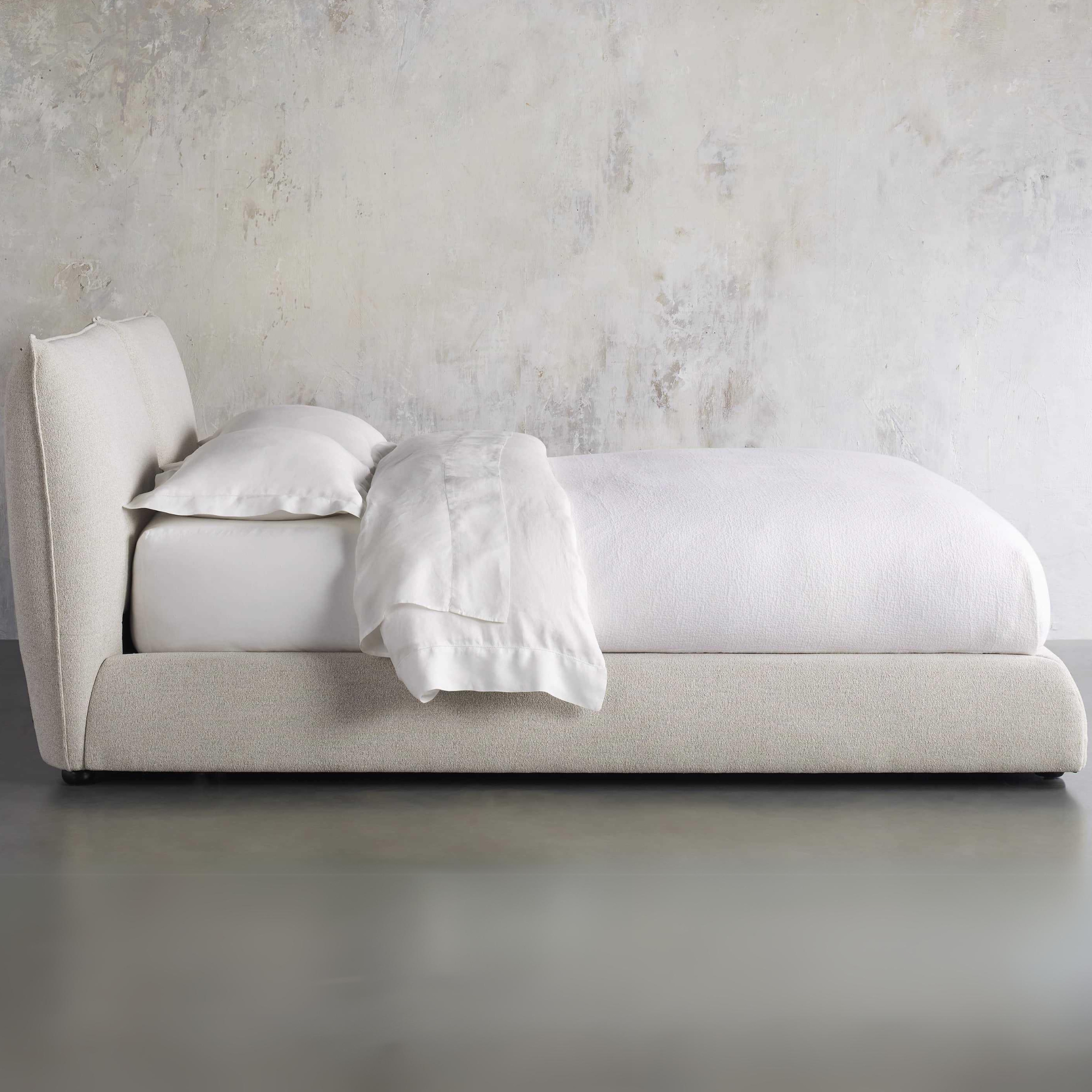 Object A161 Upholstered Bed Frame in Ivory White Boucle