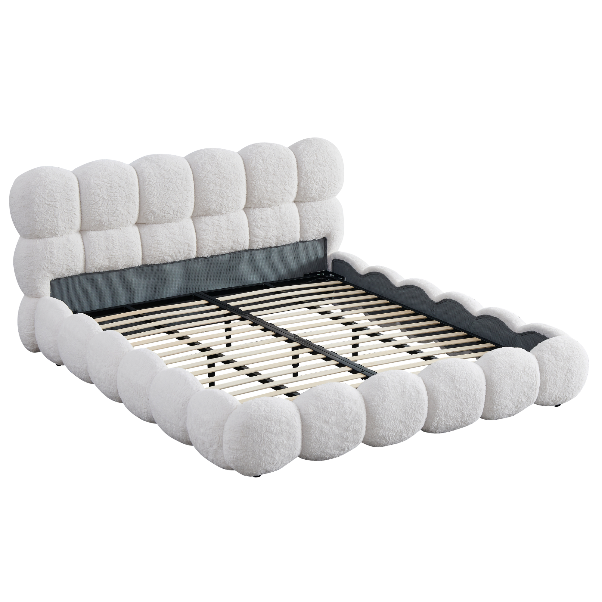 Object A195 Cloud Bed Frame in Ivory White Boucle