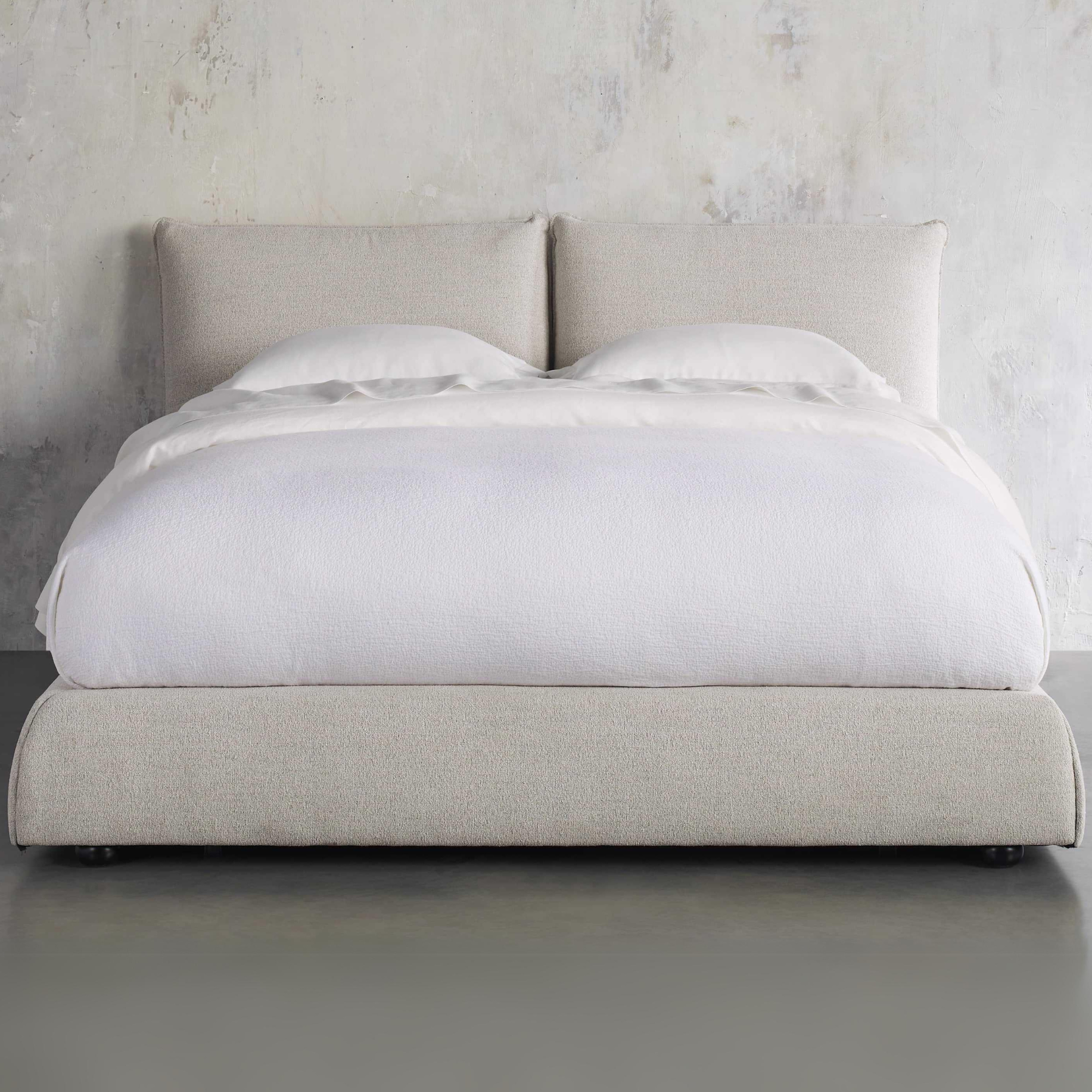 Object A161 Upholstered Bed Frame in Ivory White Boucle