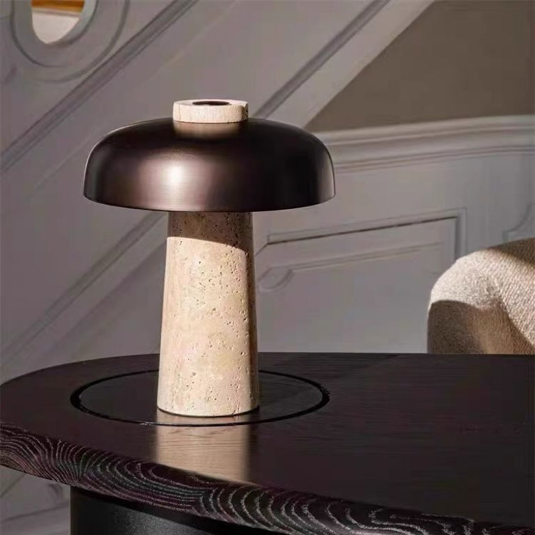 Object 904 Travertine Stone Mushroom Lamp