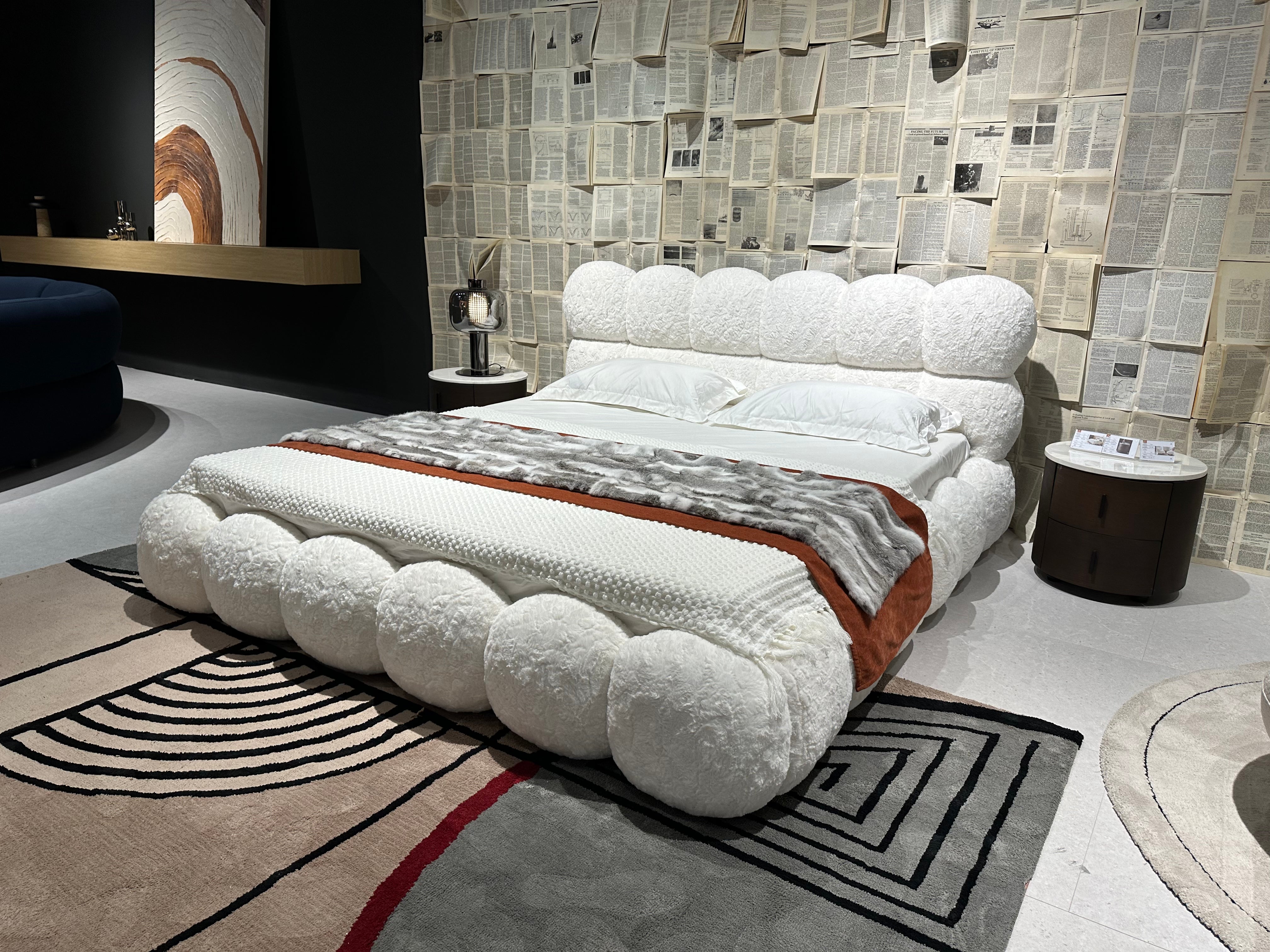 Object A195 Cloud Bed Frame in Ivory White Boucle