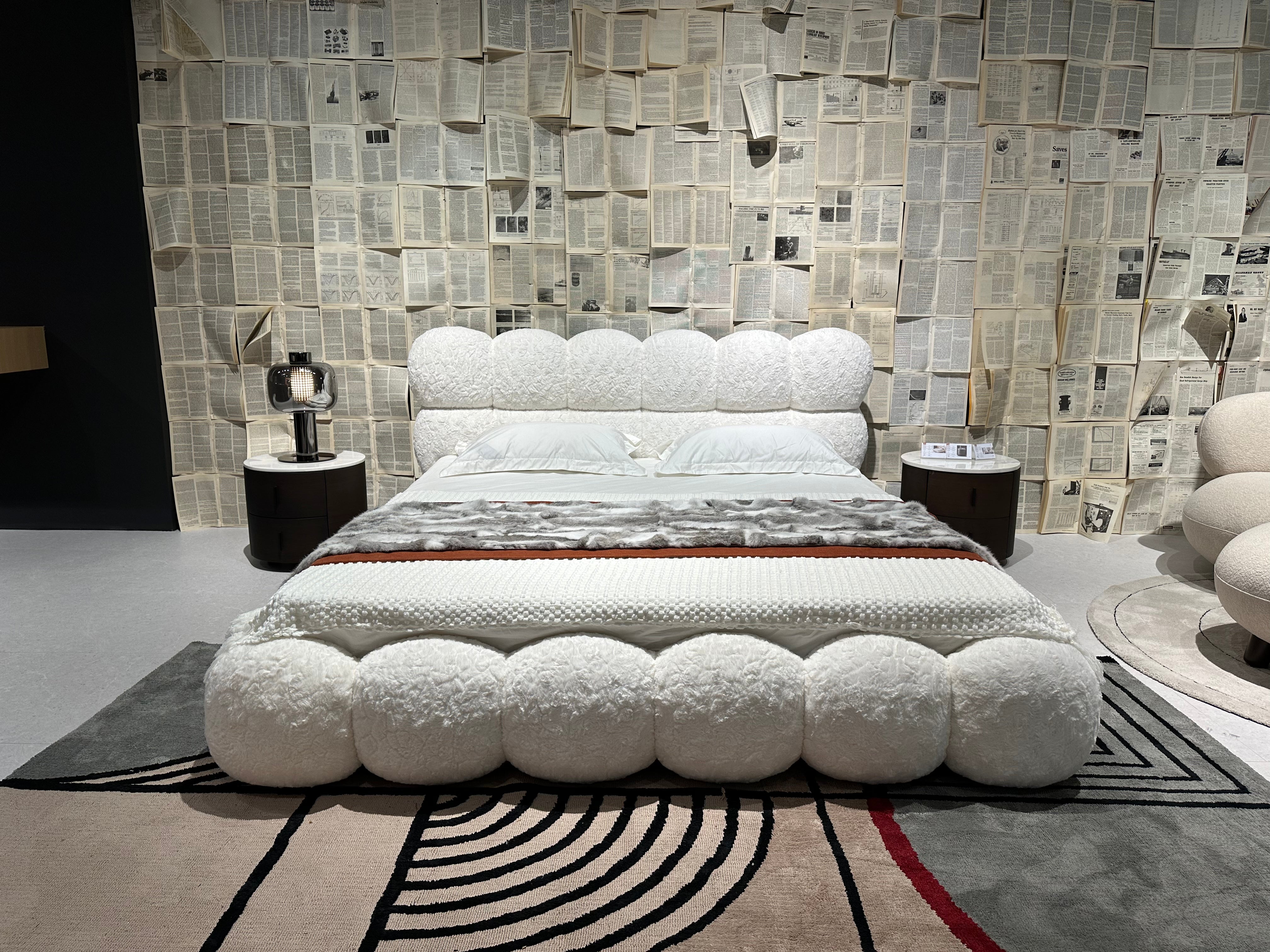 Object A195 Cloud Bed Frame in Ivory White Boucle