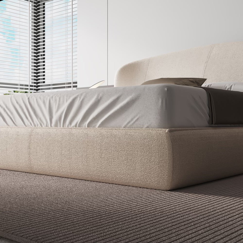 Object A149 Upholstered Bed Frame in Ivory White Boucle