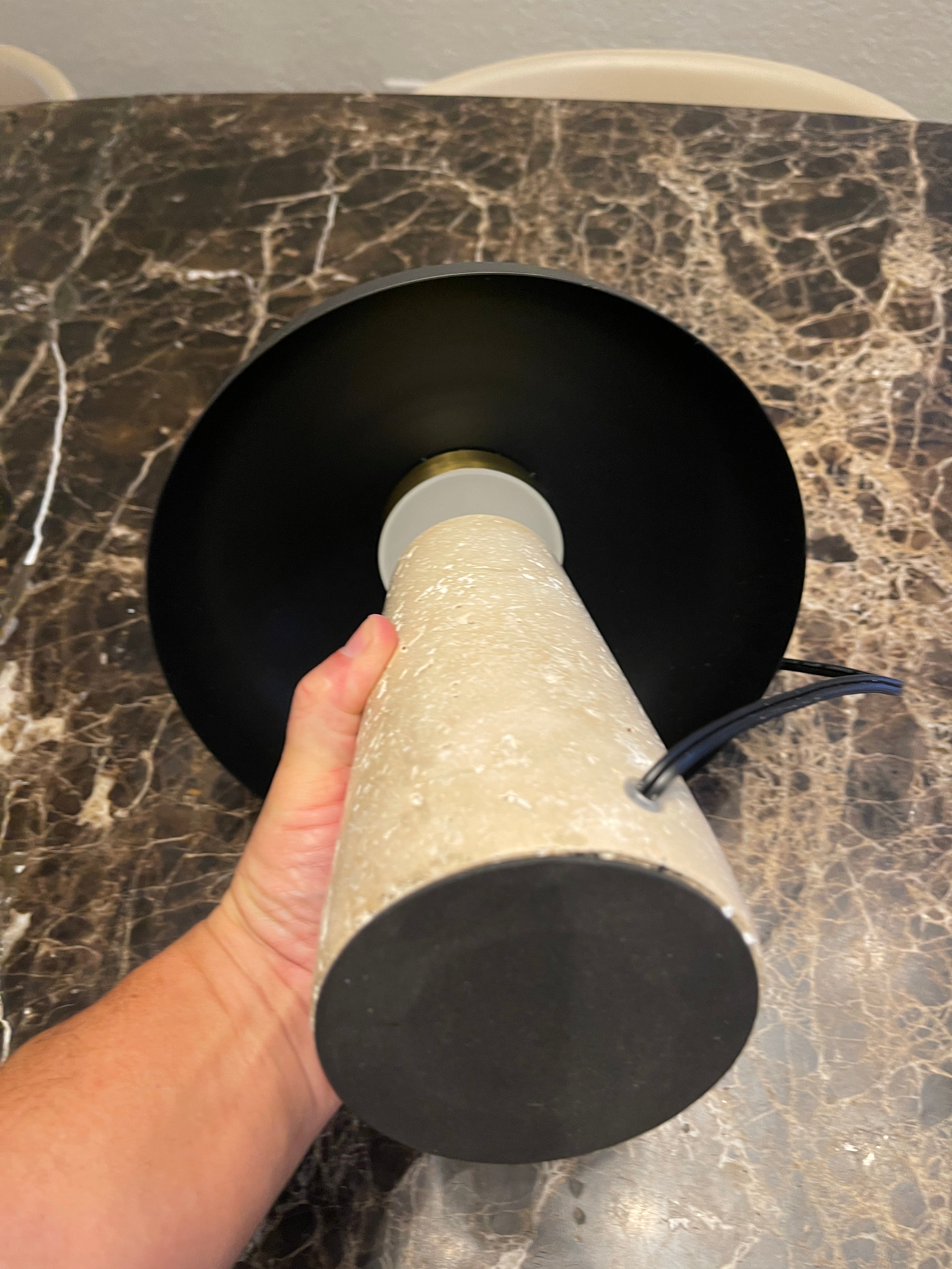 Object 904 Travertine Stone Mushroom Lamp