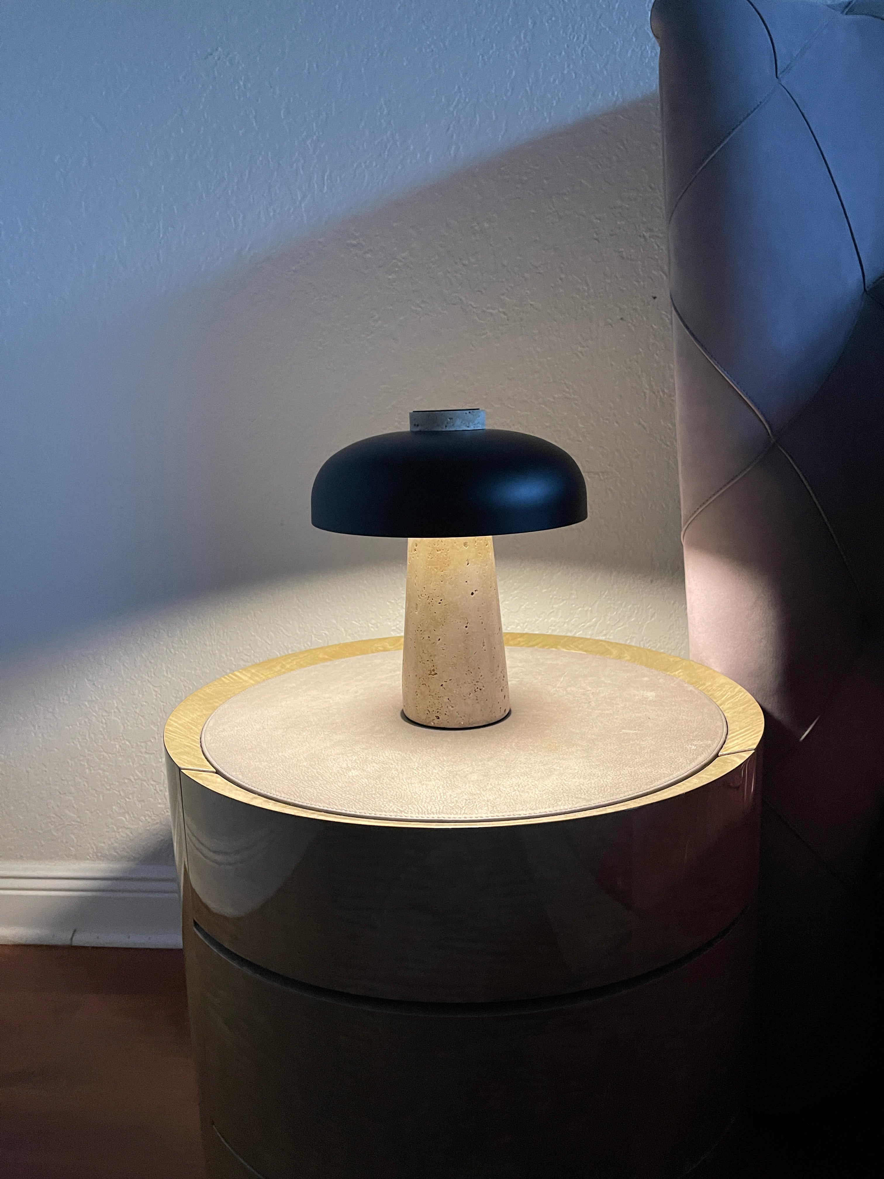 Object 904 Travertine Stone Mushroom Lamp