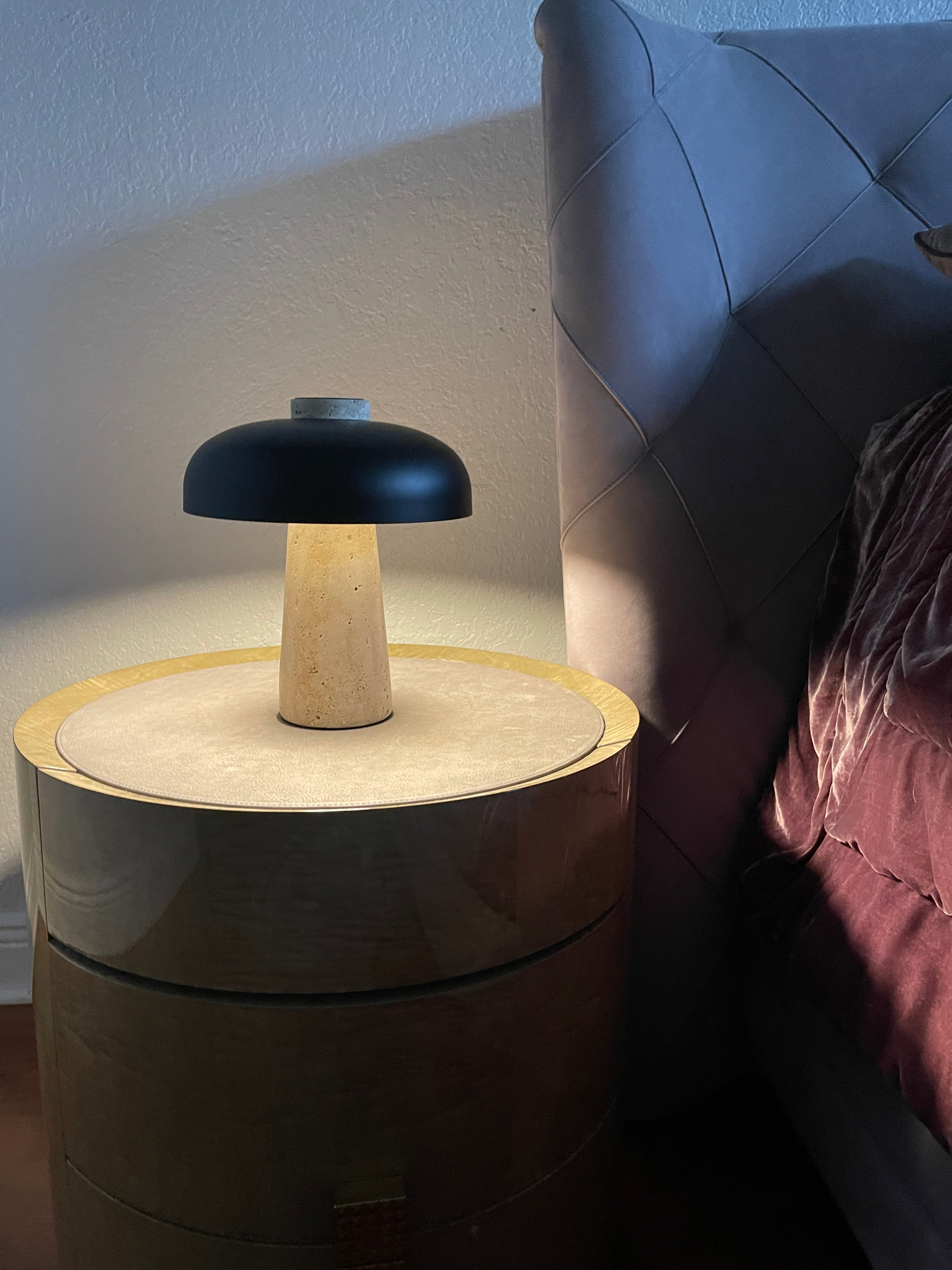 Object 904 Travertine Stone Mushroom Lamp