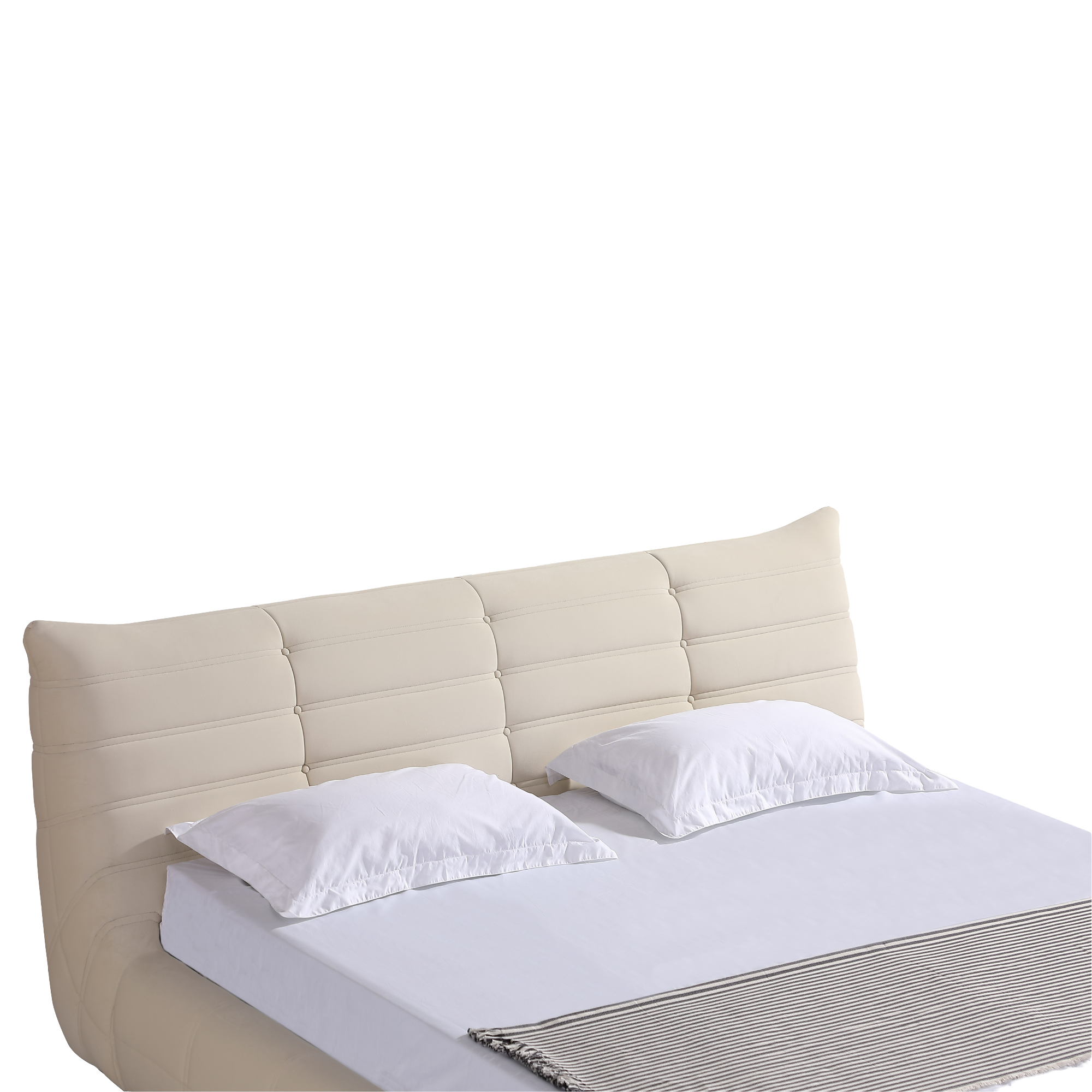 Object A145 Upholstered Bed Frame in Ivory White Velvet