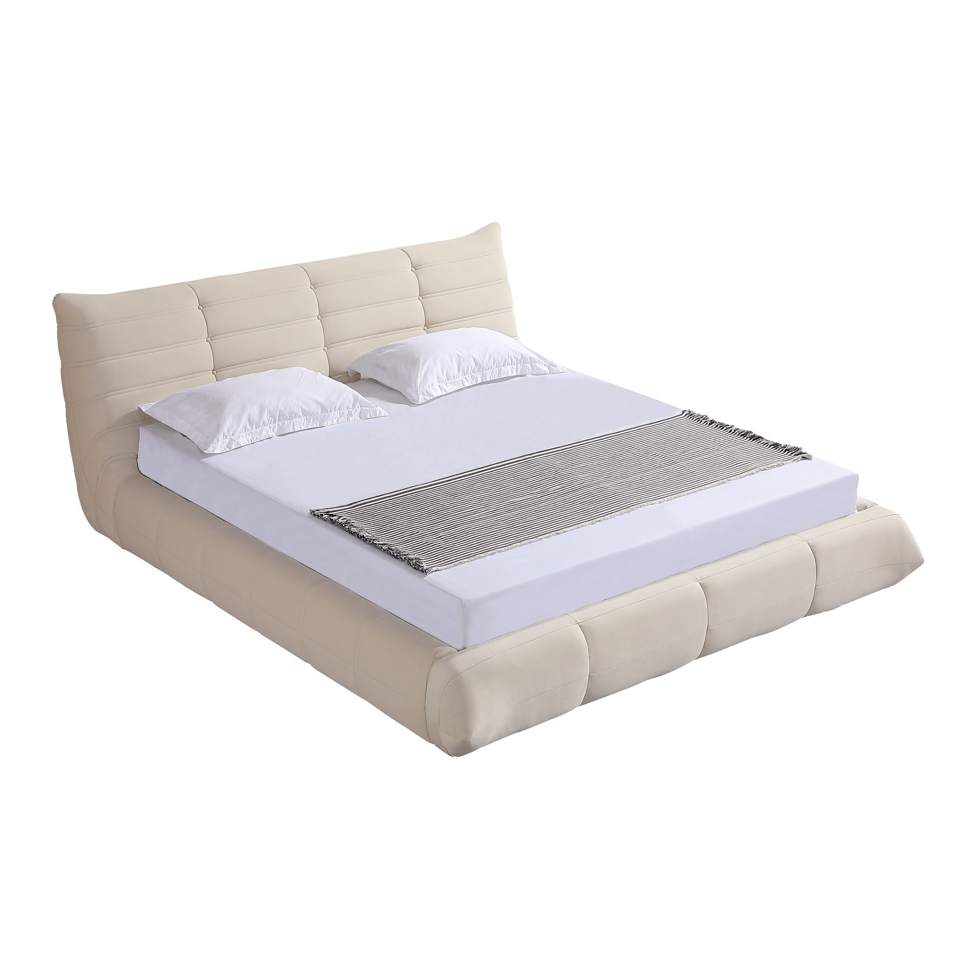 Object A145 Upholstered Bed Frame in Ivory White Velvet