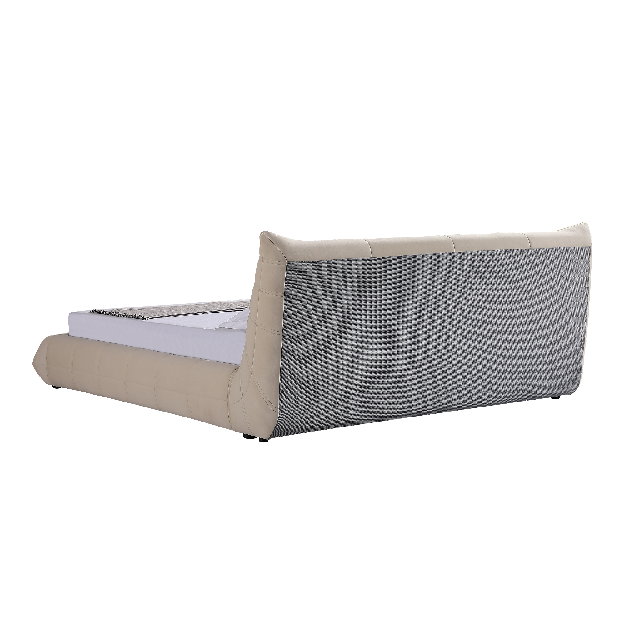 Object A145 Upholstered Bed Frame in Ivory White Velvet