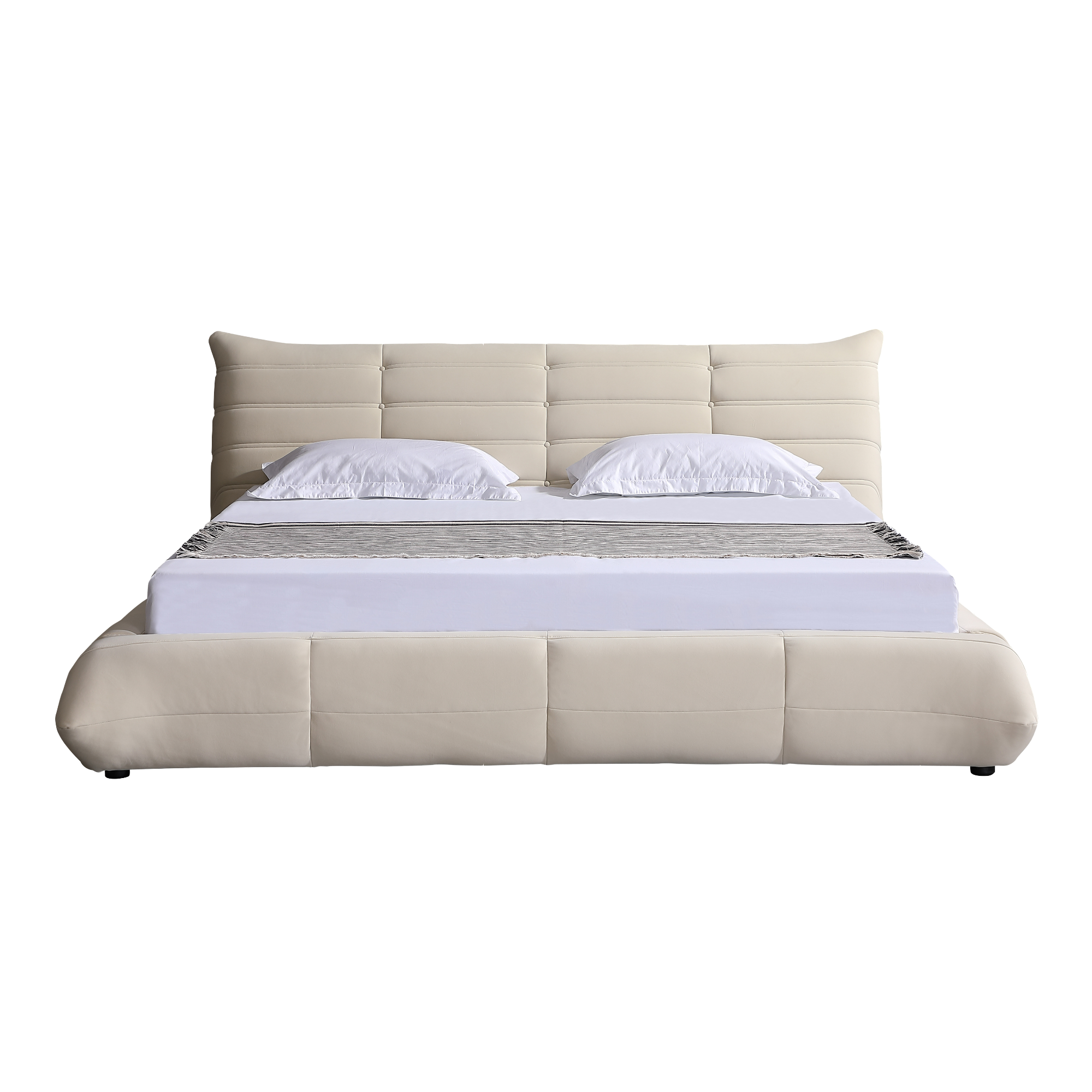 Object A145 Upholstered Bed Frame in Ivory White Velvet