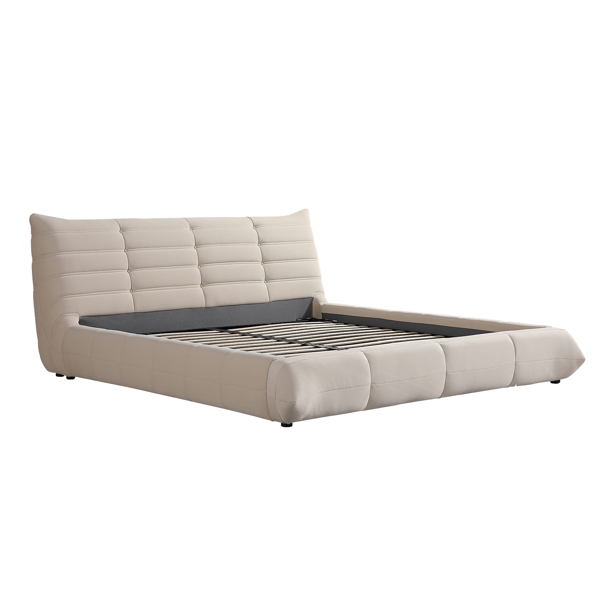 Object A145 Upholstered Bed Frame in Ivory White Velvet