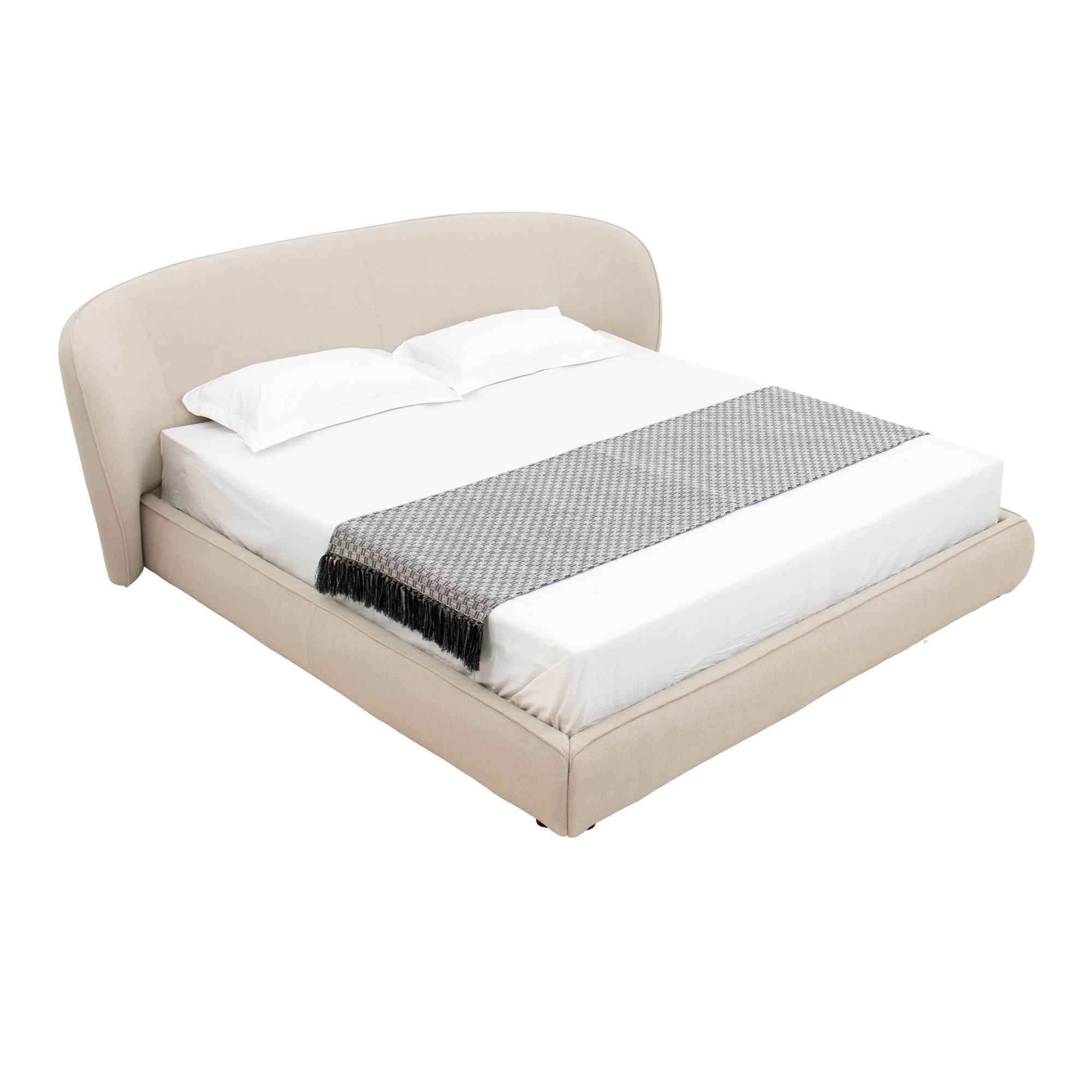 Object A149 Upholstered Bed Frame in Ivory White Boucle