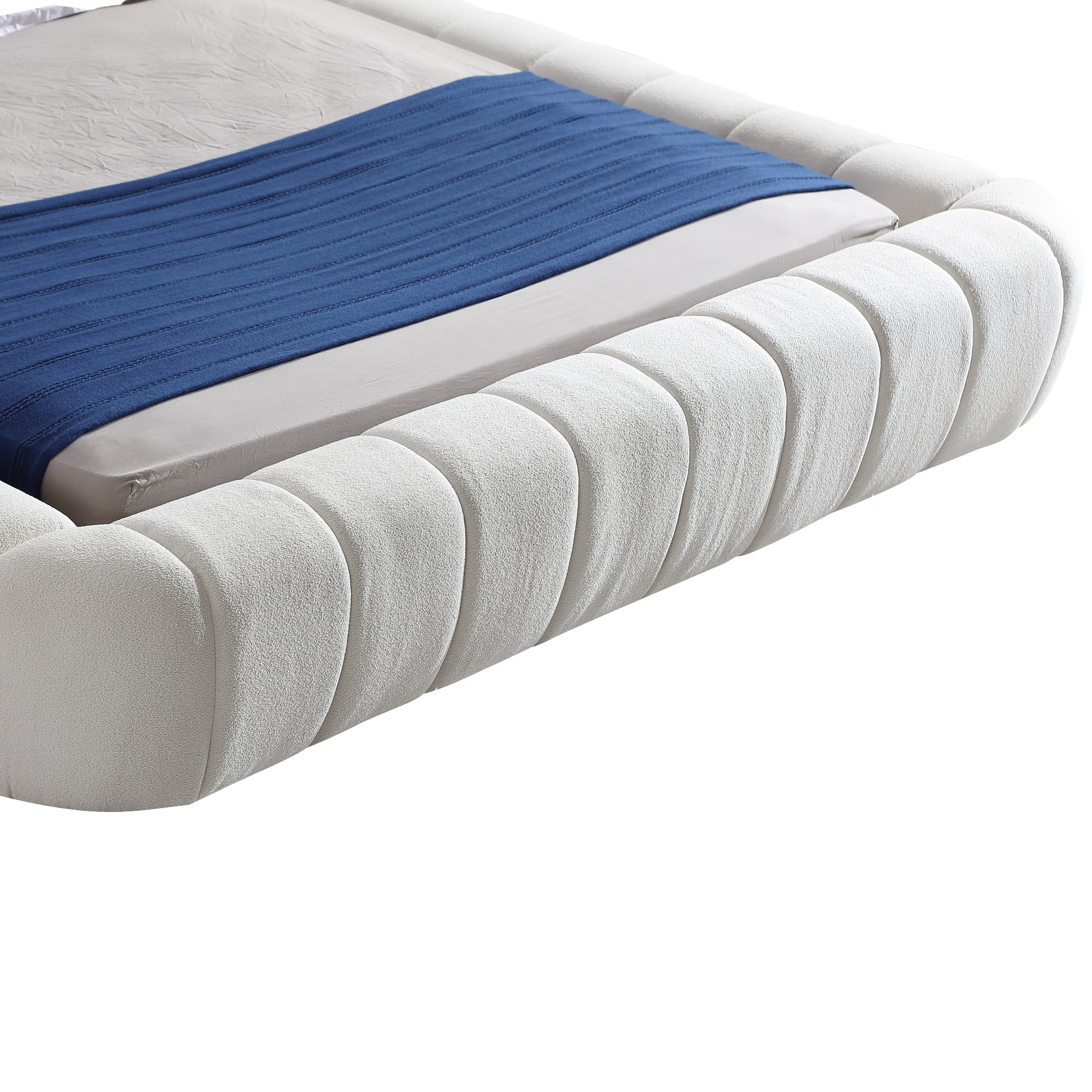 Object A127 Tufted Bed Frame in Ivory White Boucle