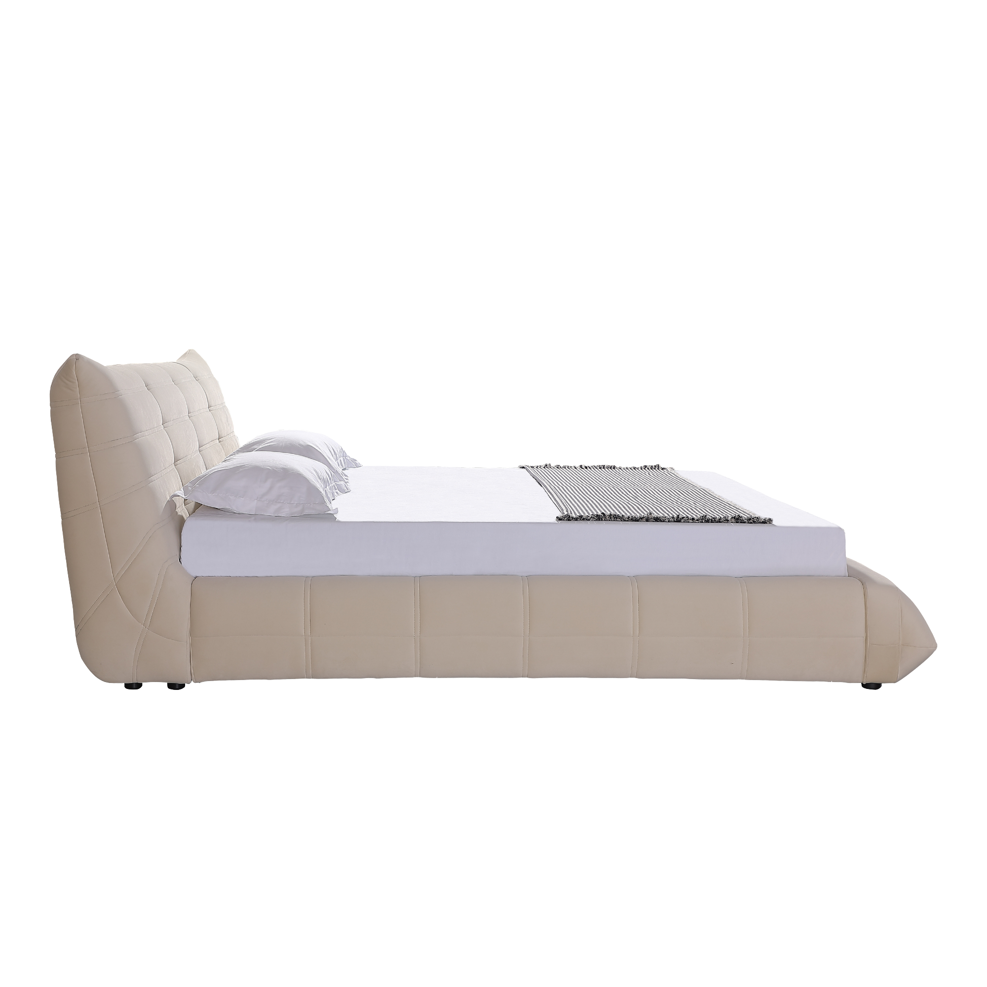 Object A145 Upholstered Bed Frame in Ivory White Velvet