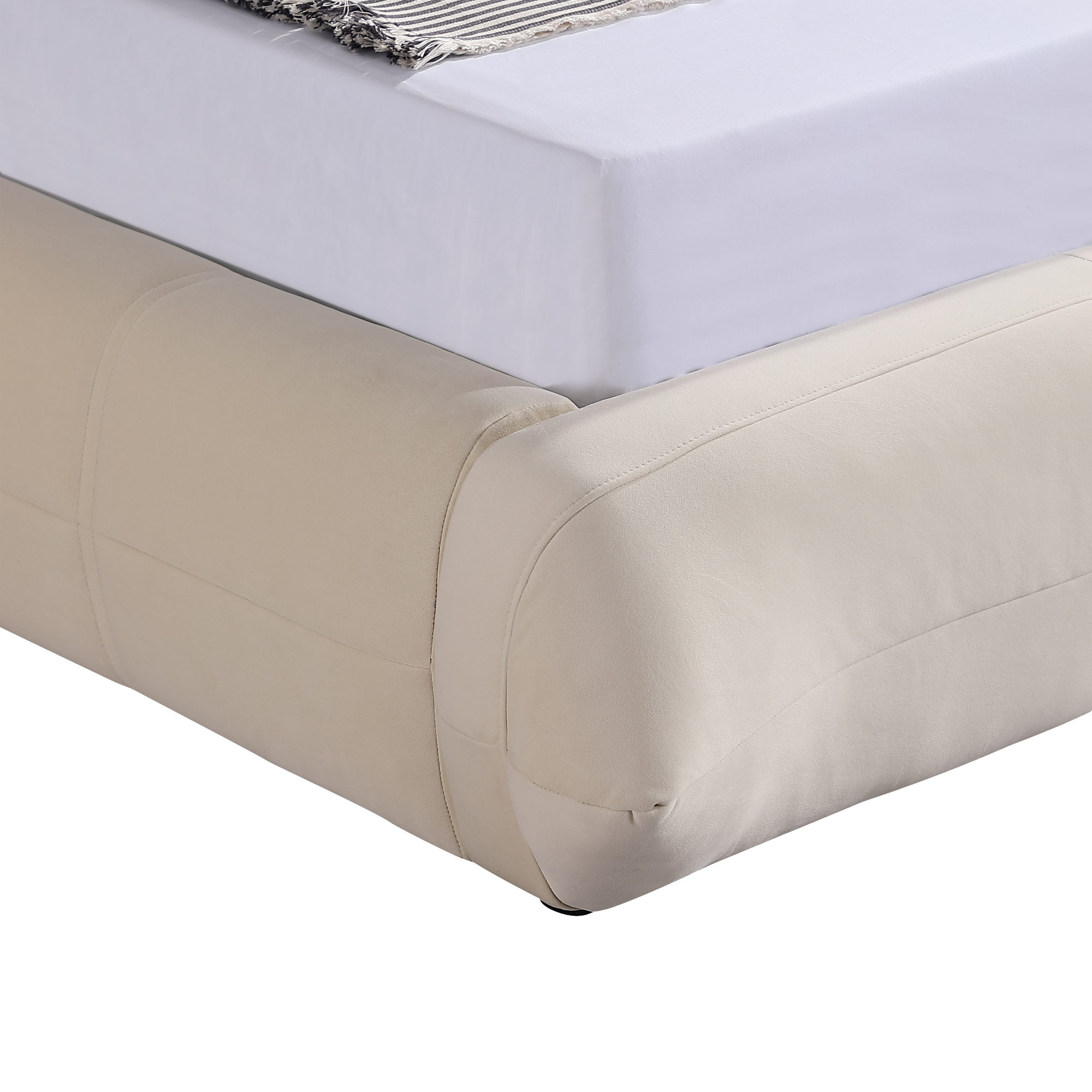Object A145 Upholstered Bed Frame in Ivory White Velvet