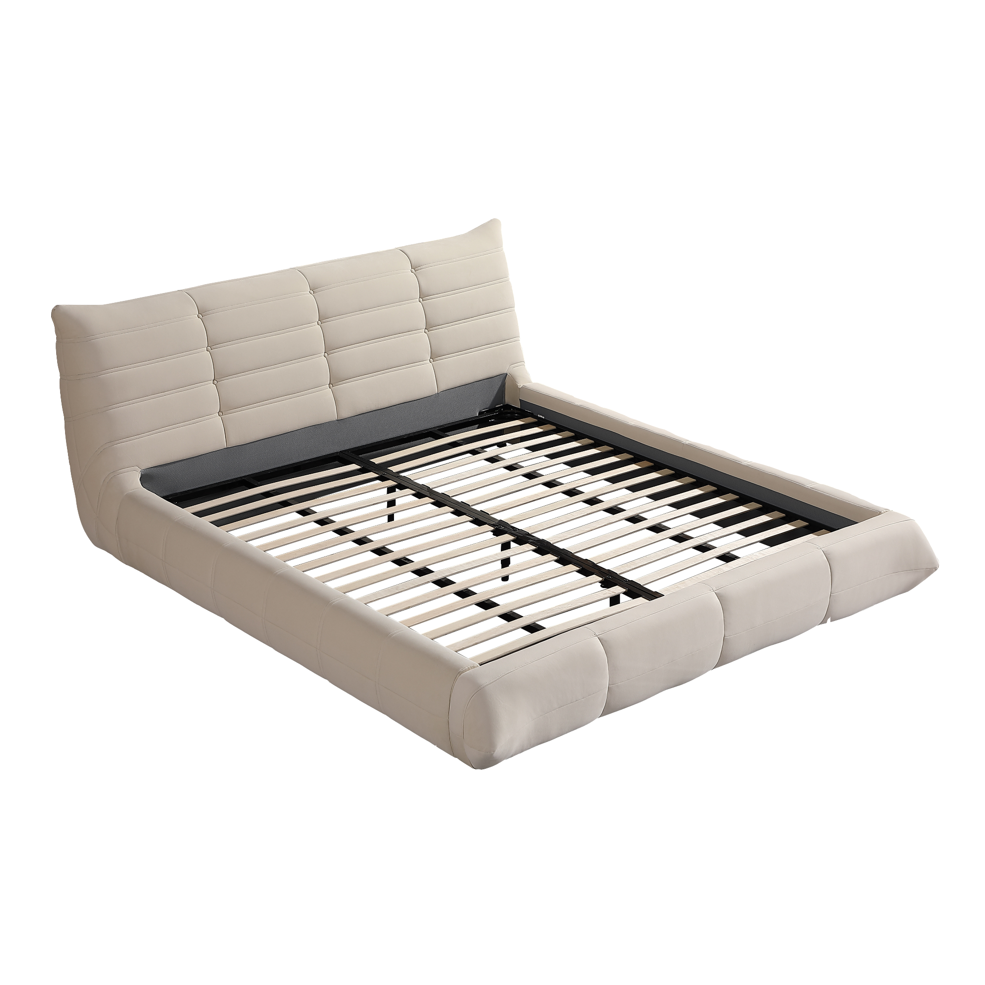 Object A145 Upholstered Bed Frame in Ivory White Velvet