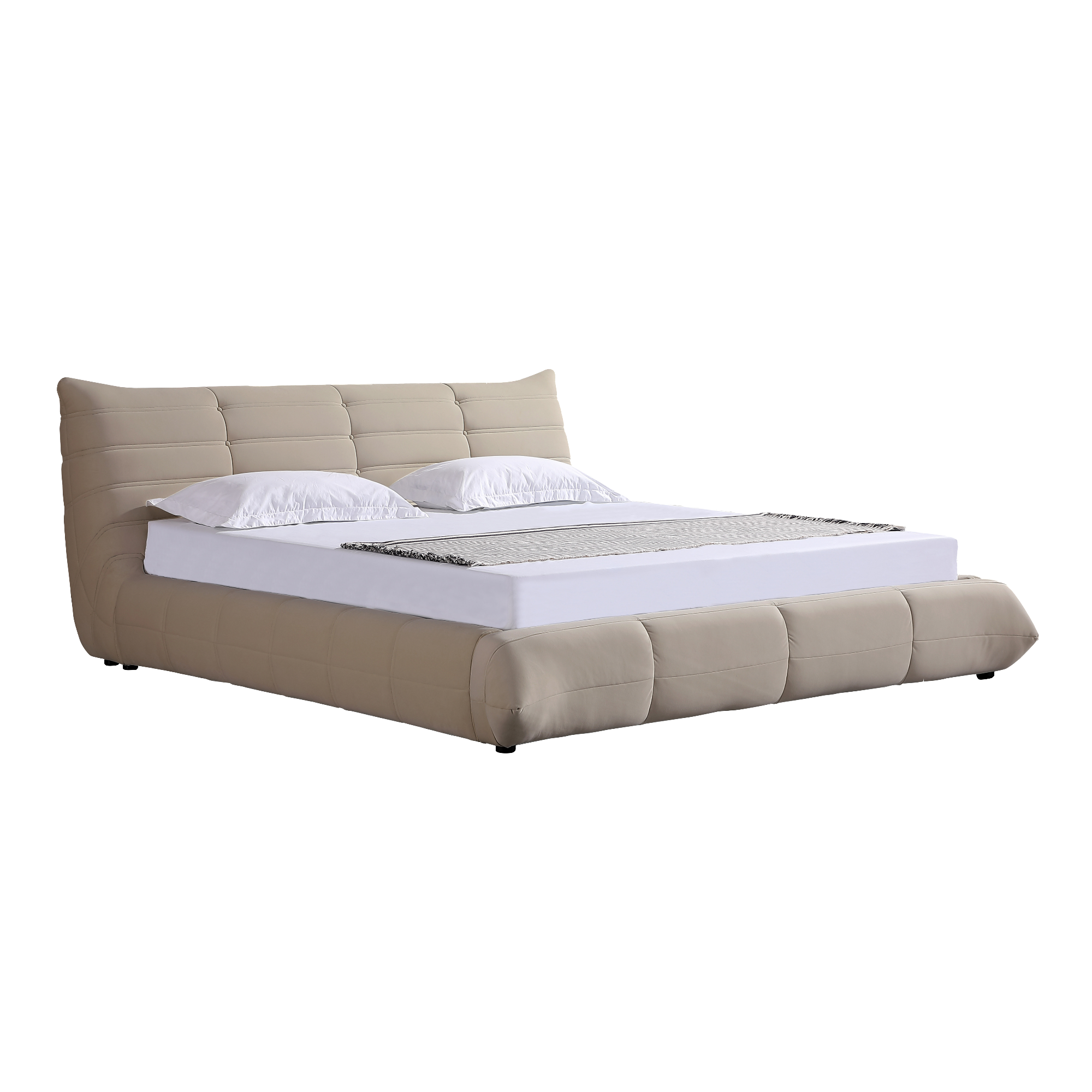 Object A145 Upholstered Bed Frame in Powder Beige Velvet