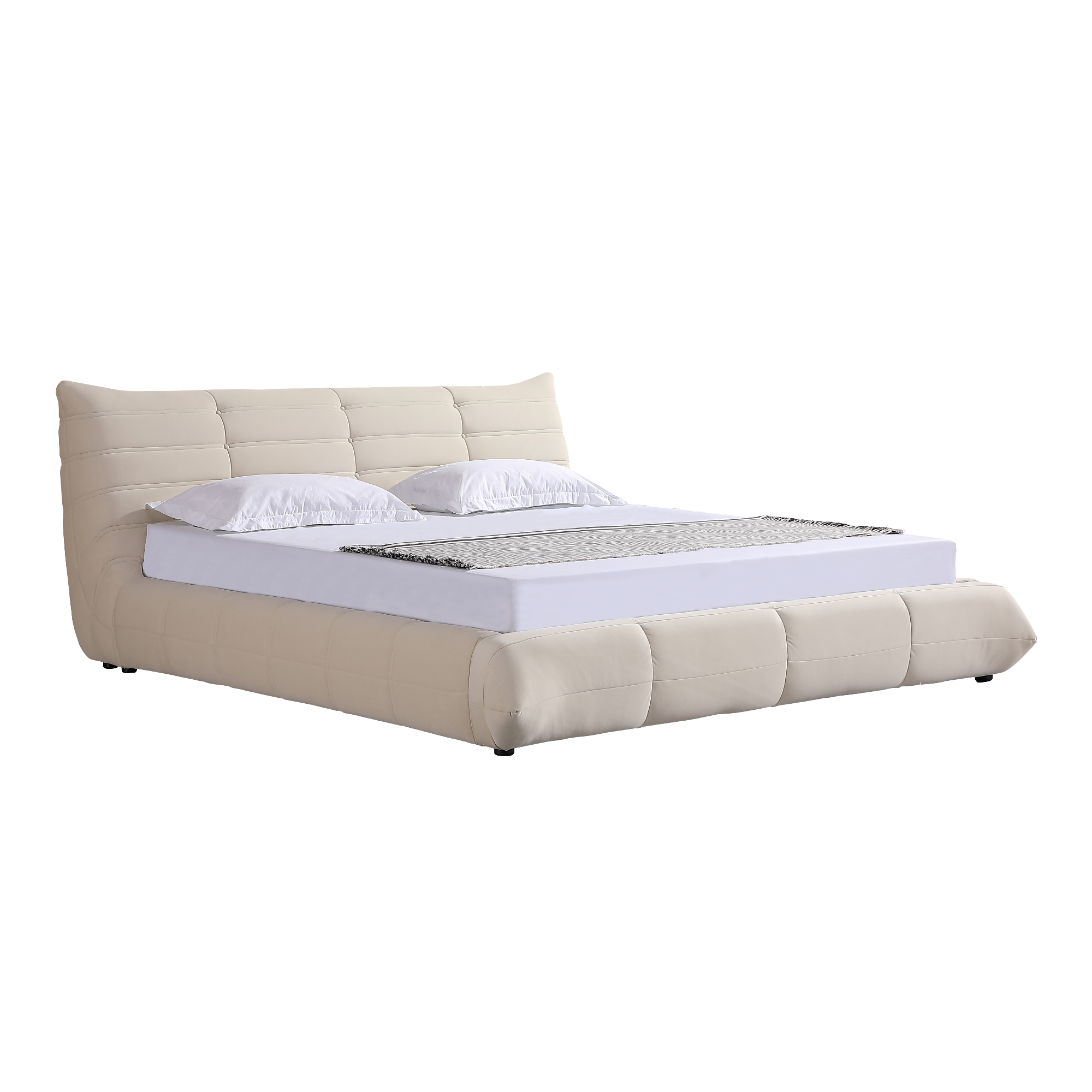 Object A145 Upholstered Bed Frame in Ivory White Velvet