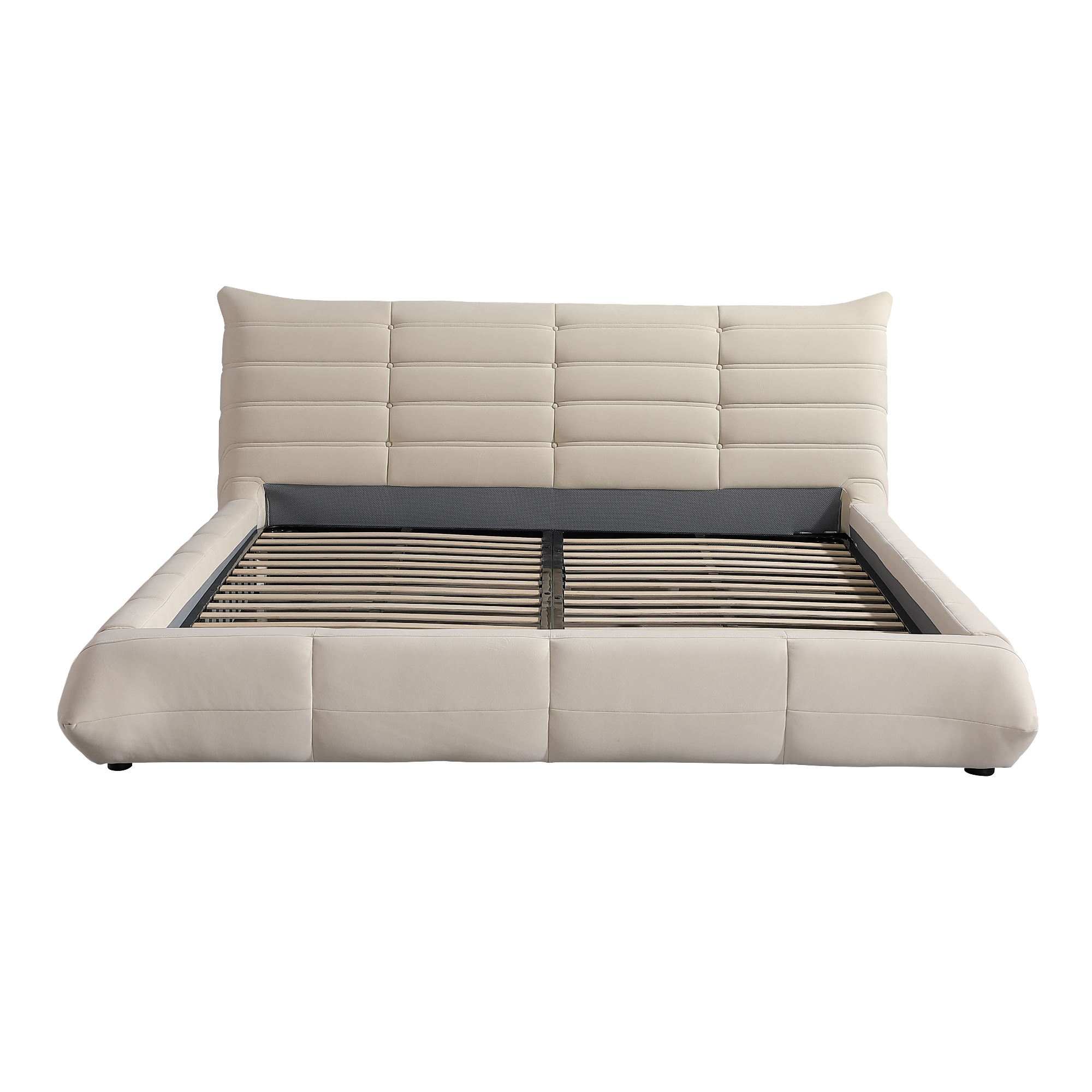 Object A145 Upholstered Bed Frame in Ivory White Velvet