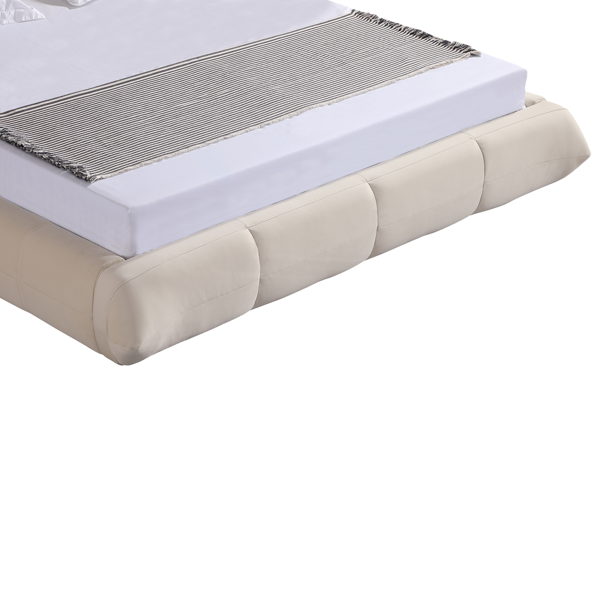 Object A145 Upholstered Bed Frame in Ivory White Velvet