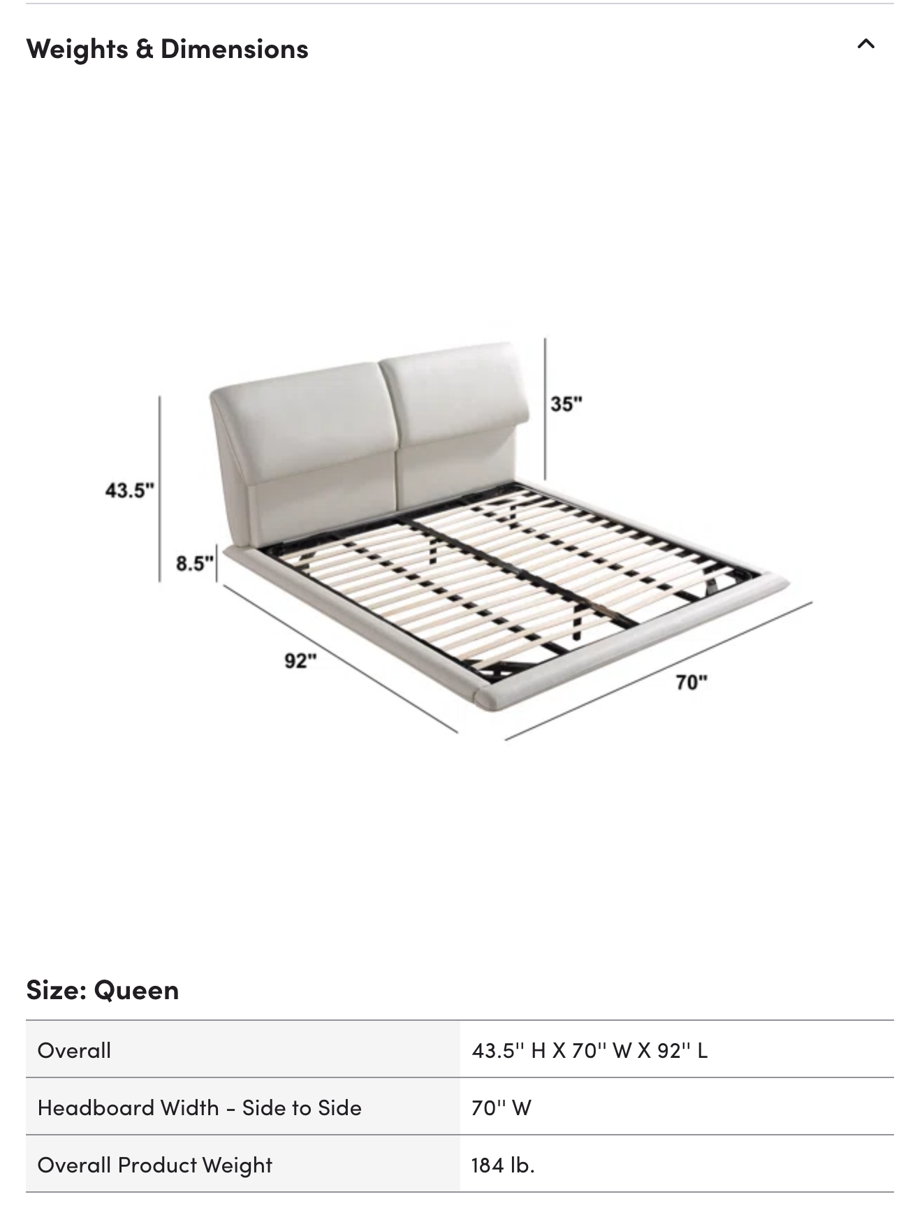 Object A170 Floating LED Bed Frame in Ivory White Top Grain Genuine Leather