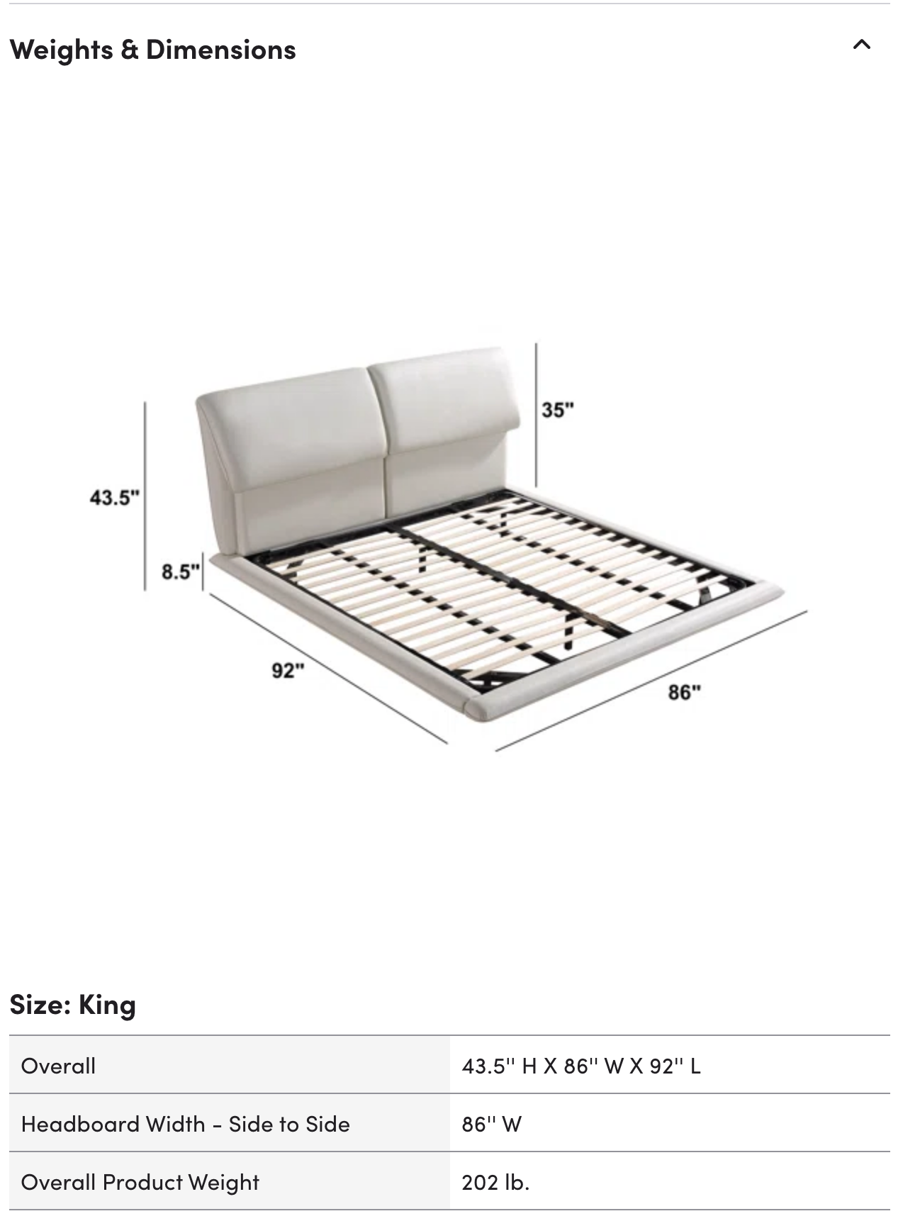 Object A170 Floating LED Bed Frame in Ivory White Top Grain Genuine Leather