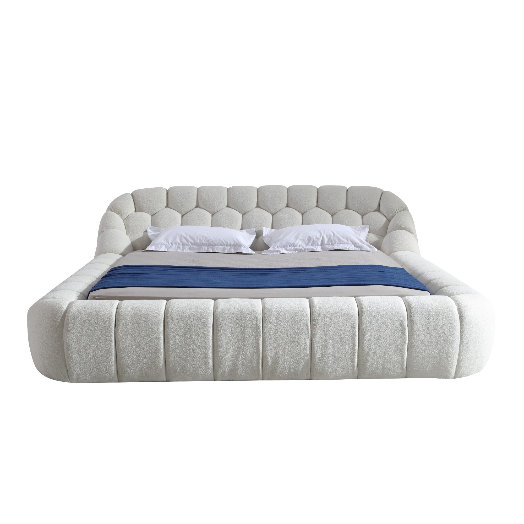 Object A127 Tufted Bed Frame in Ivory White Boucle
