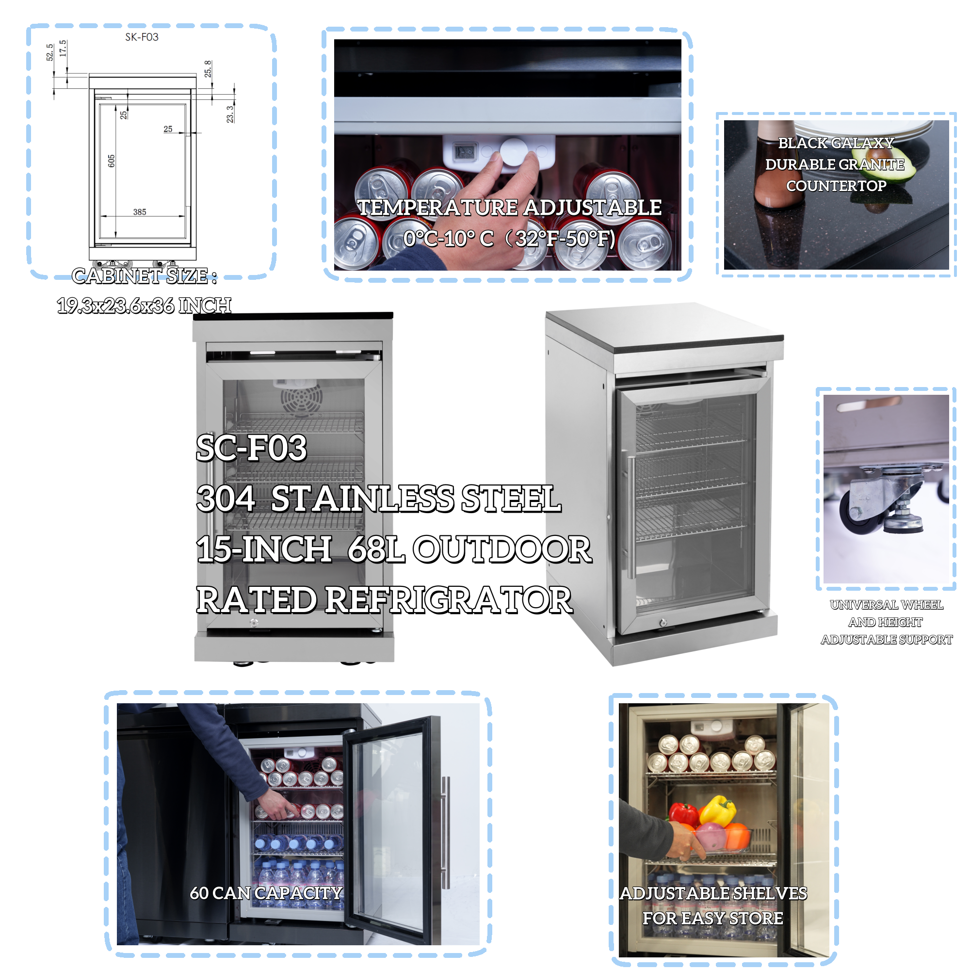 98-inch island with 46-Inch 4-Burner 72000 BTU Deluxe Stainless Steel Gas Outdoor Kitchen Bar Barbecue Island Grill + Wine Cooler Compact Refrigerator + Rotisserie + Granite Countertops + Storage Cabinets & Drawers