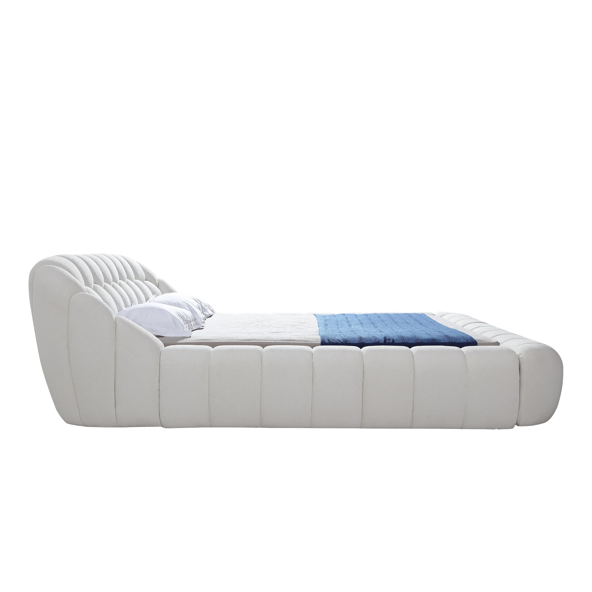 Object A127 Tufted Bed Frame in Ivory White Boucle