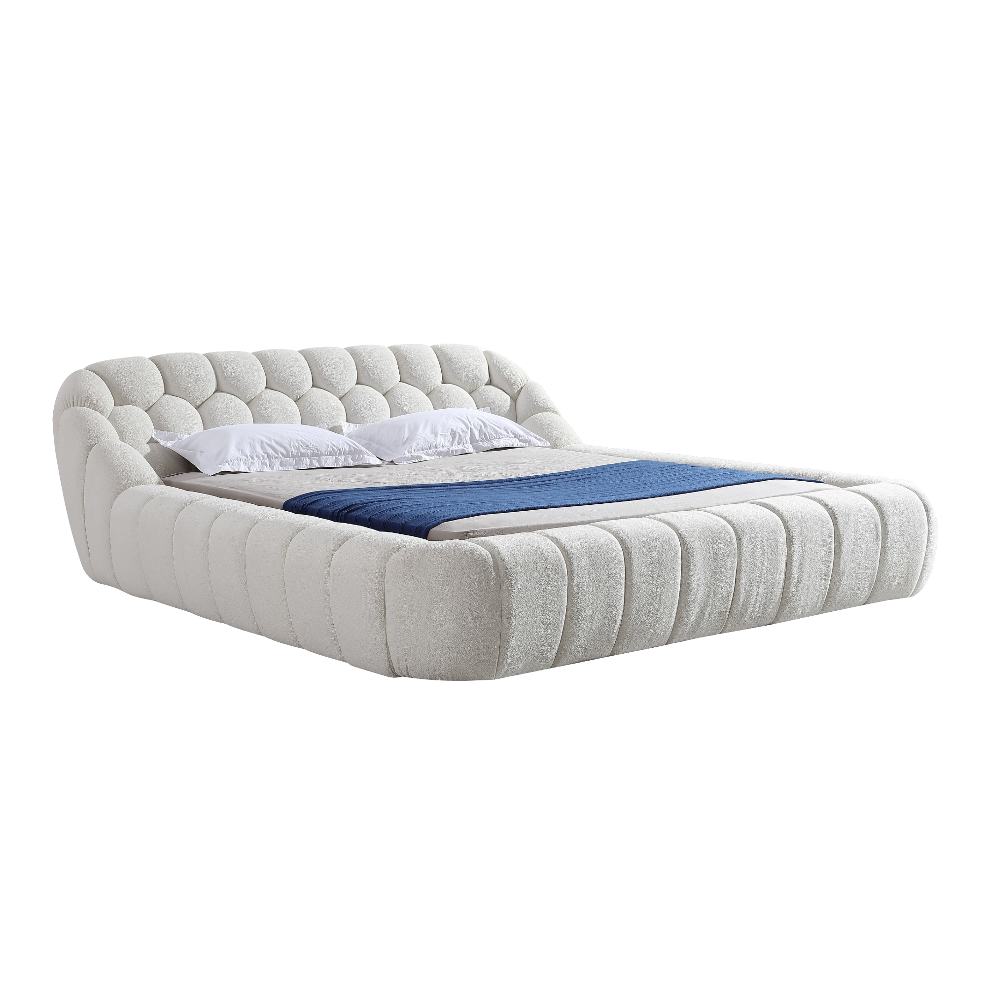 Object A127 Tufted Bed Frame in Ivory White Boucle